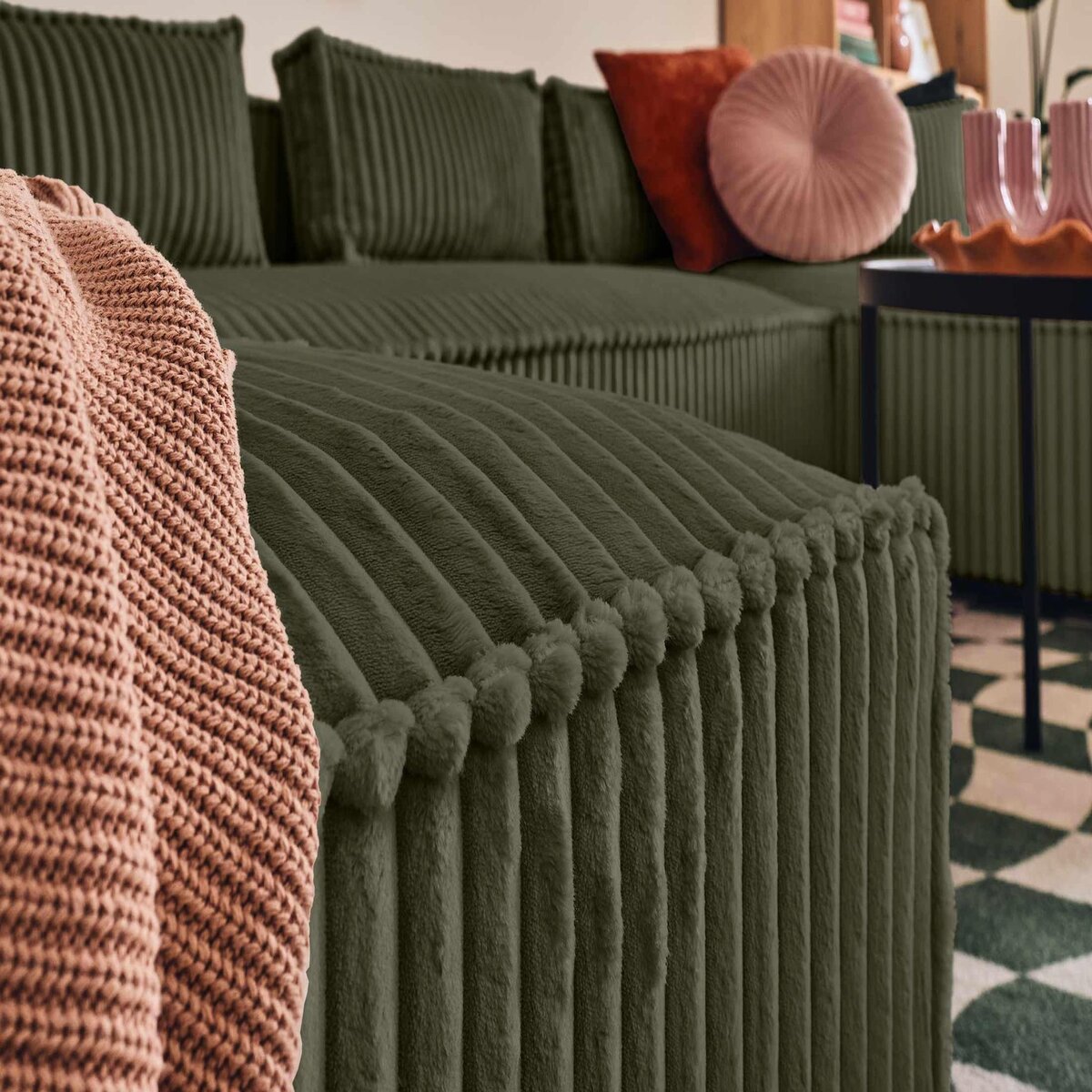 LISA DESIGN Stella - canapé panoramique en u - 7 places - en velours côtelé grosses côtes