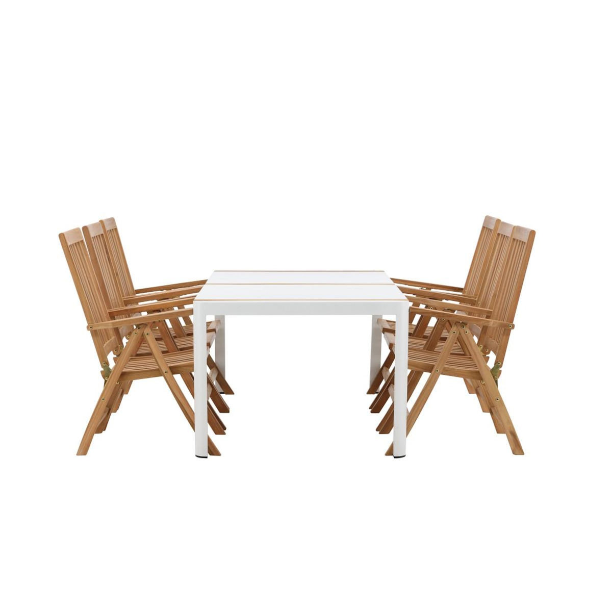 Paris Prix Ensemble Table de Jardin & 6 Chaises  Togo & Kenya  200cm Blanc & Naturel