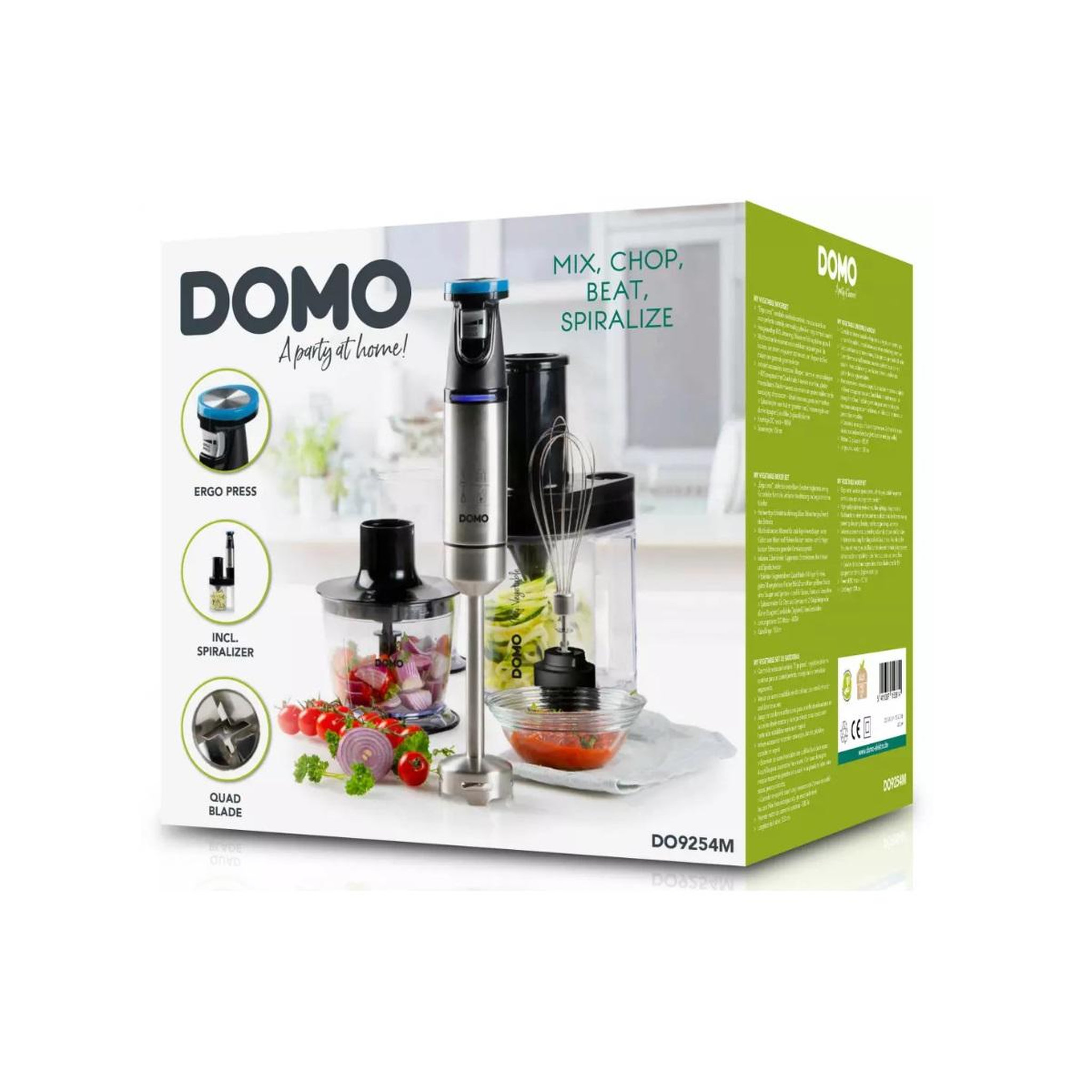 Voir la diapositive 4 : Domo Mixeur plongeant multifonction 800w inox - do9254m