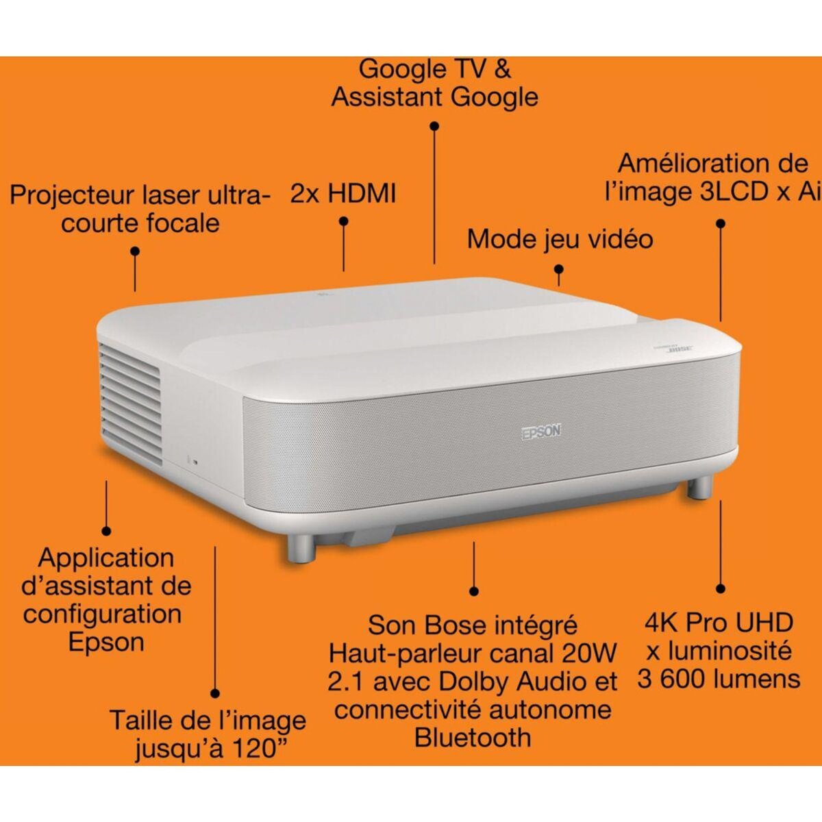 Epson Vidéoprojecteur home cinéma EH-LS670W 2025 4K PRO UHD, Google TV