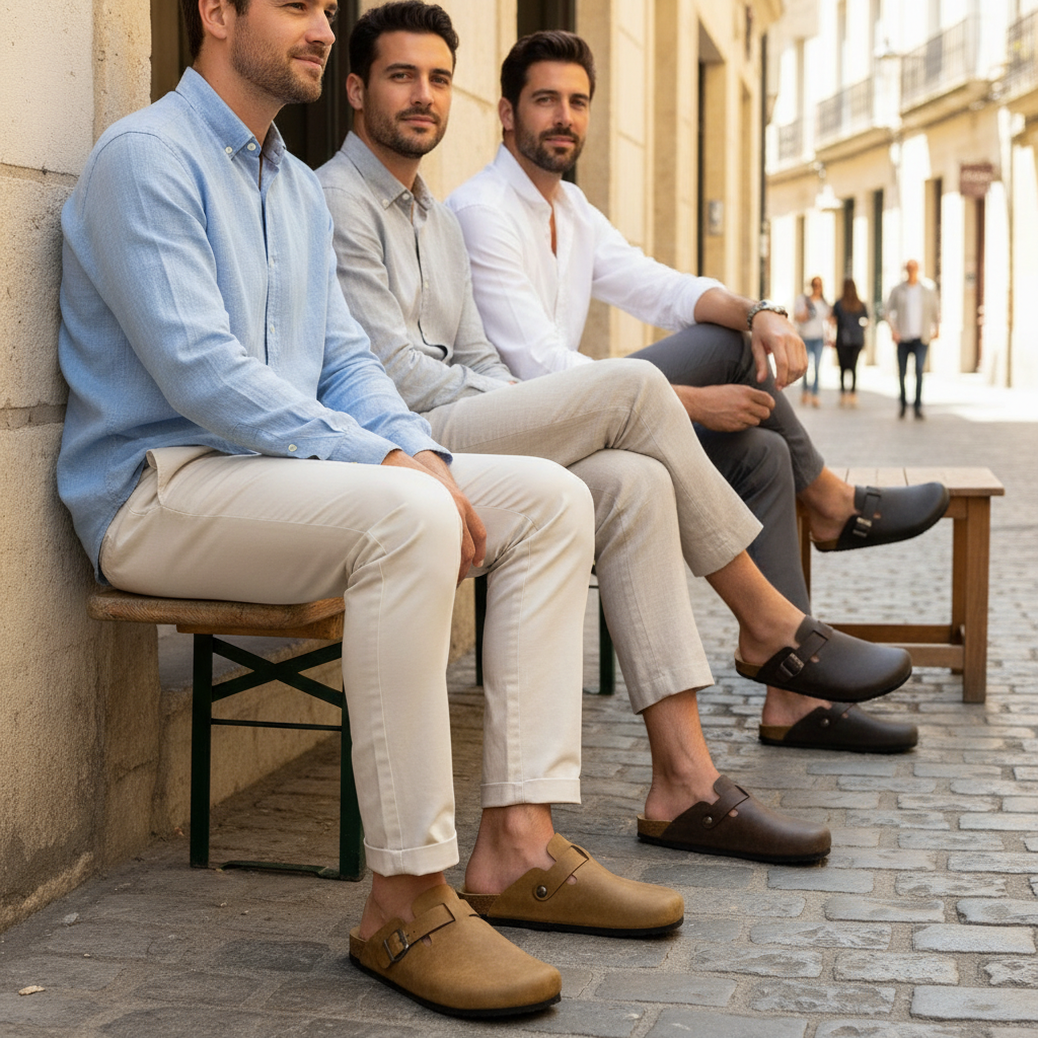 Voir la diapositive 6 : OZABI Ozabi sabots homme cuir synthétique boucle ajustable semelle liège