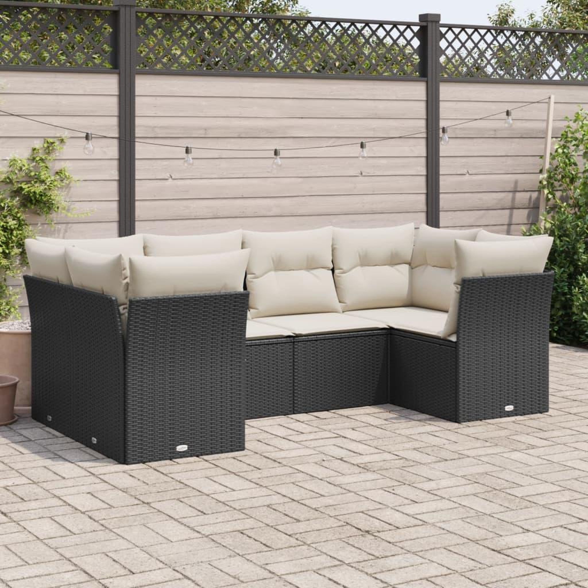 VIDAXL Salon de jardin 6 pcs avec coussins noir resine tressee