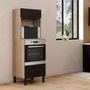 Voir la diapositive 2 : ID MARKET Armoire colonne de cuisine four/micro-ondes 60 cm CINA 2 portes noir et façon hêtre