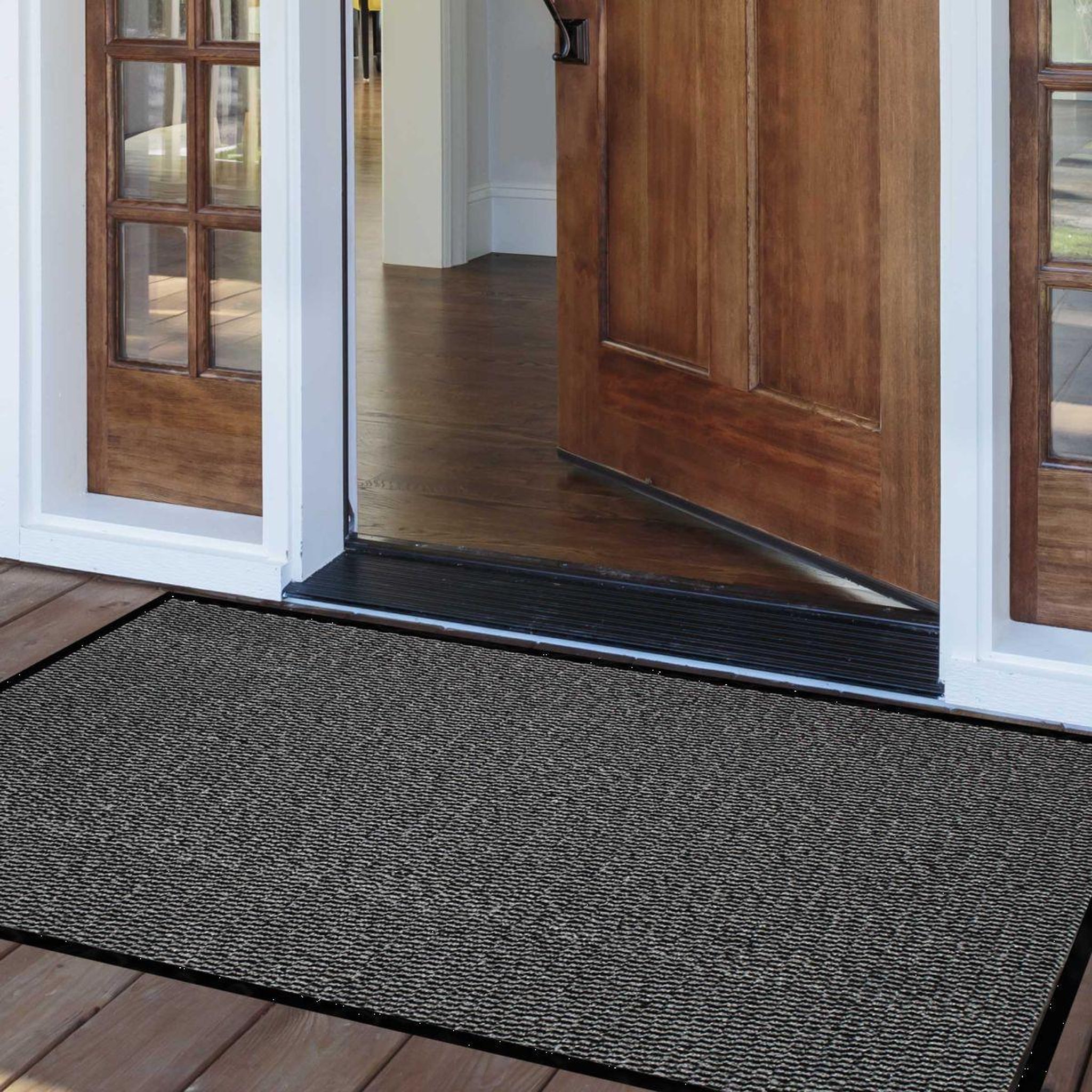 Voir la diapositive 4 : Douceur d'Intérieur Tapis d'Entrée Anti-Poussière  Julius  80x120cm Noir & Gris