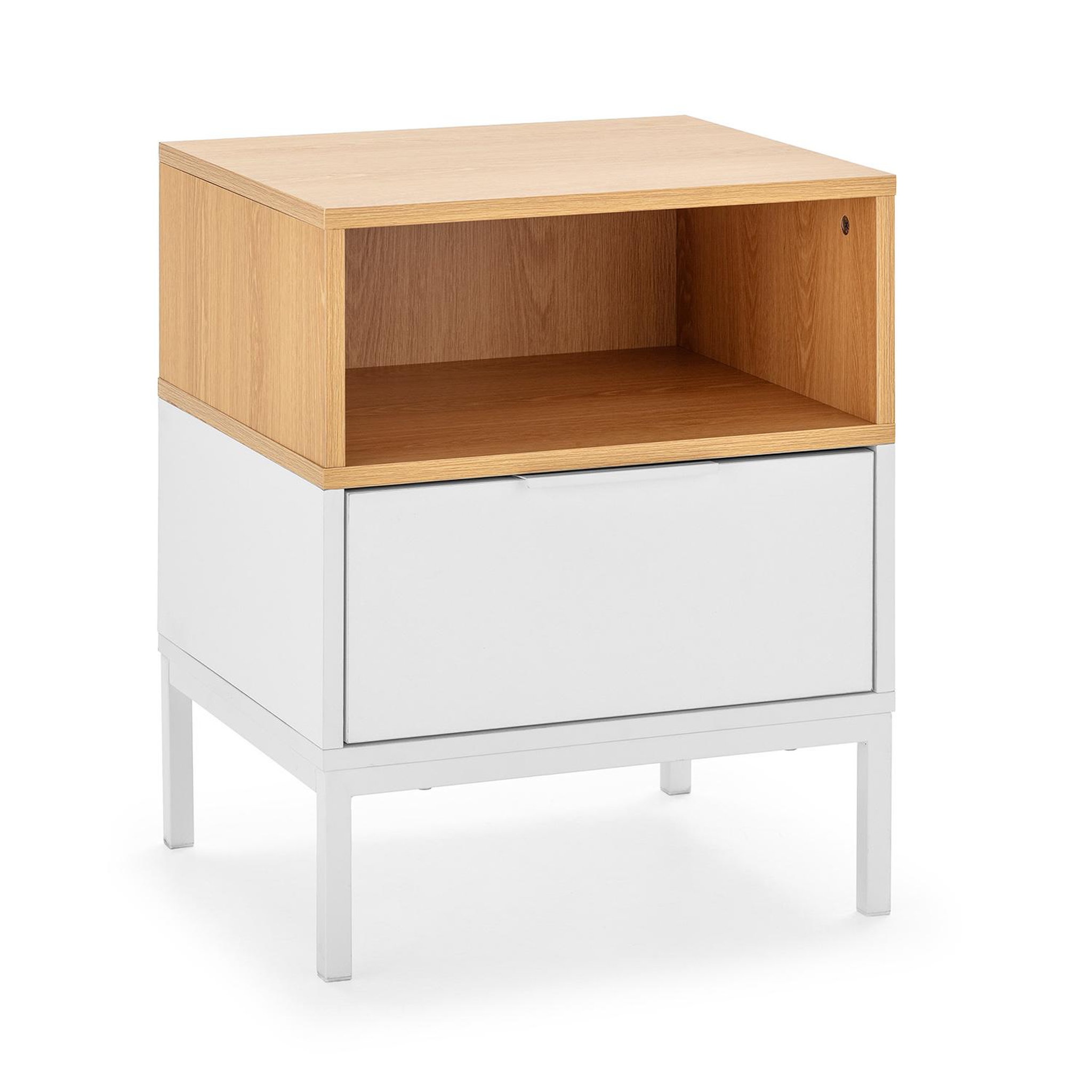 VS VENTA-STOCK Table de chevet Nieve 1 tiroir couleur Blanc