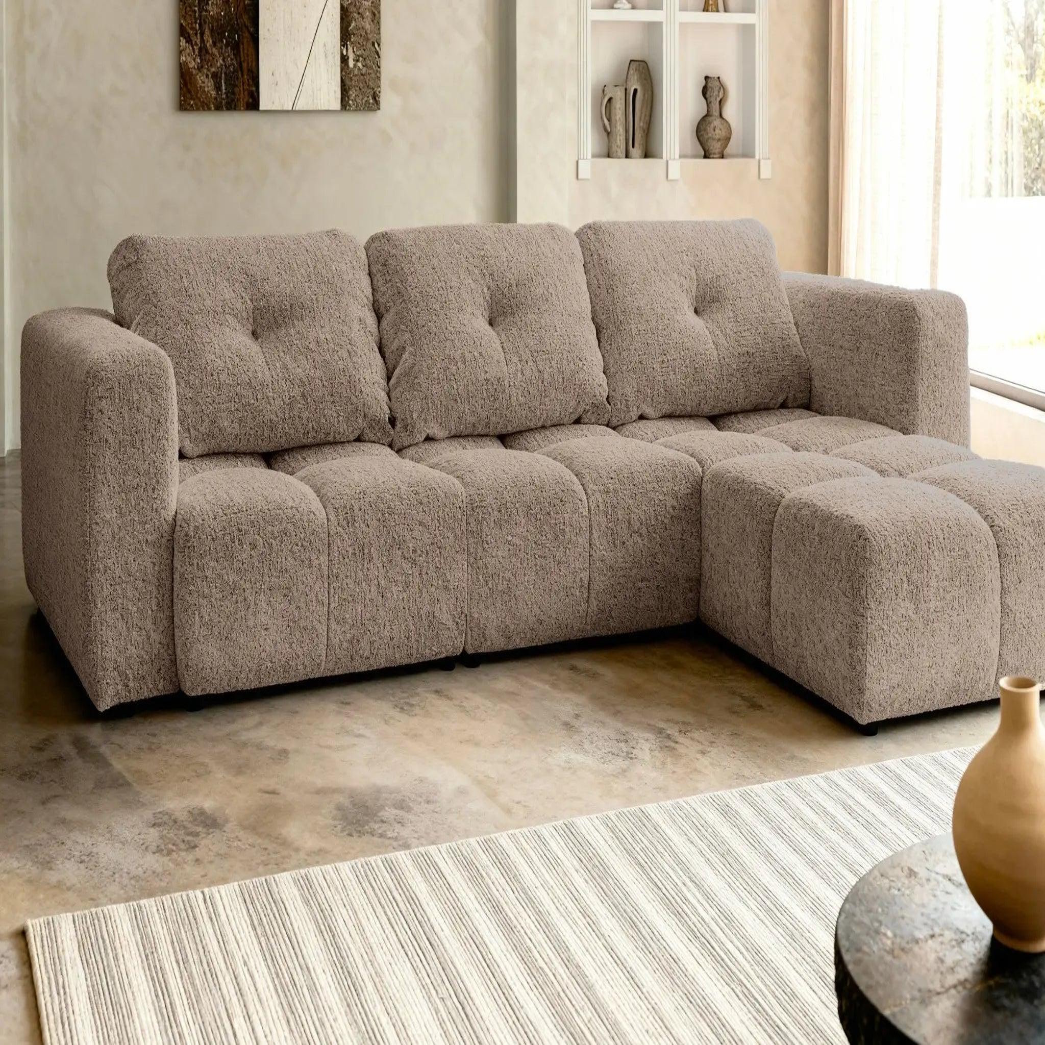 Voir la diapositive 5 : CASANOVA PARIS Romy 4 places - canapé d'angle convertible tissu chenille 4 places