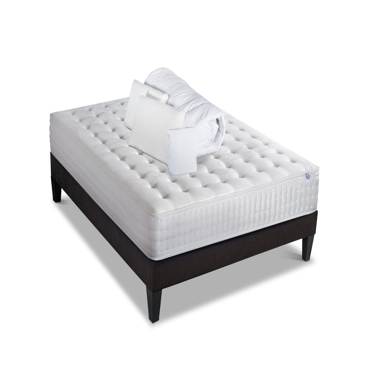 BELLECOUR BELLECOUR LITERIE | Pack Prêt à dormir CHÂTELET | Matelas Mémoire de forme + Sommier + Accessoires