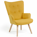 ID MARKET Fauteuil scandinave IVAR en tissu jaune