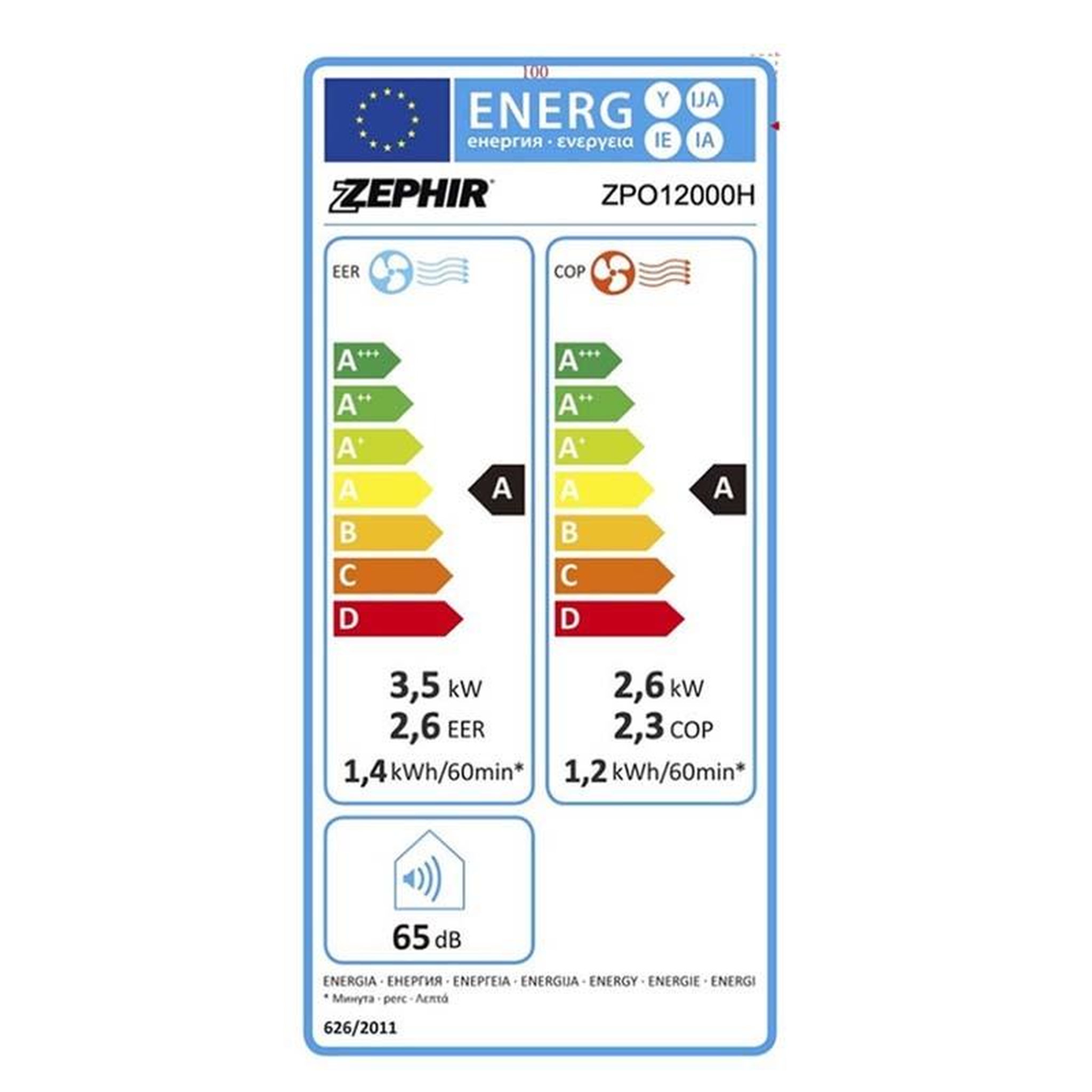 Voir la diapositive 5 : ZEPHIR Zephir zpo12000h climatiseur portatif 65 db blanc