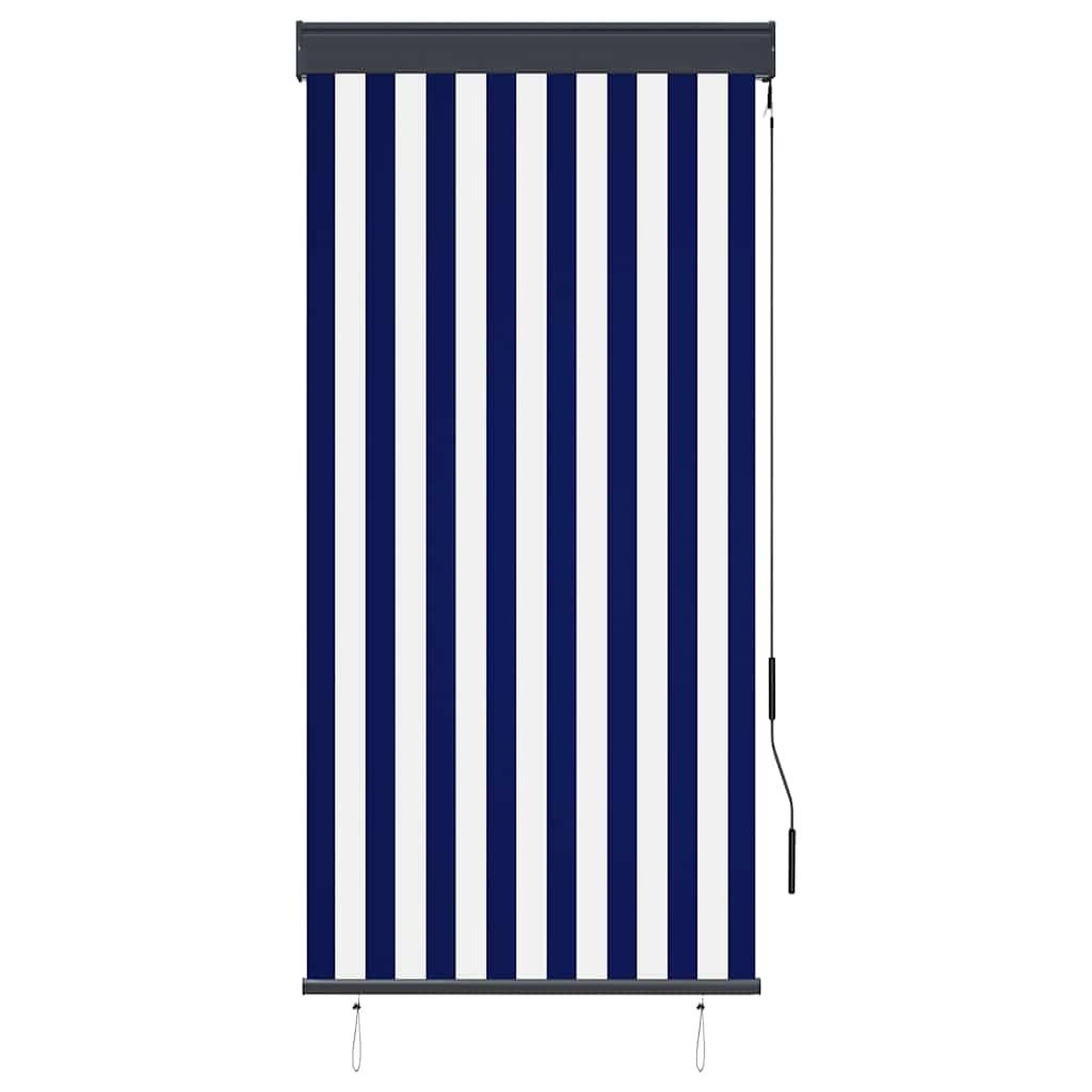 Voir la diapositive 2 : VIDAXL Store roulant d'exterieur 80x250 cm Bleu et blanc