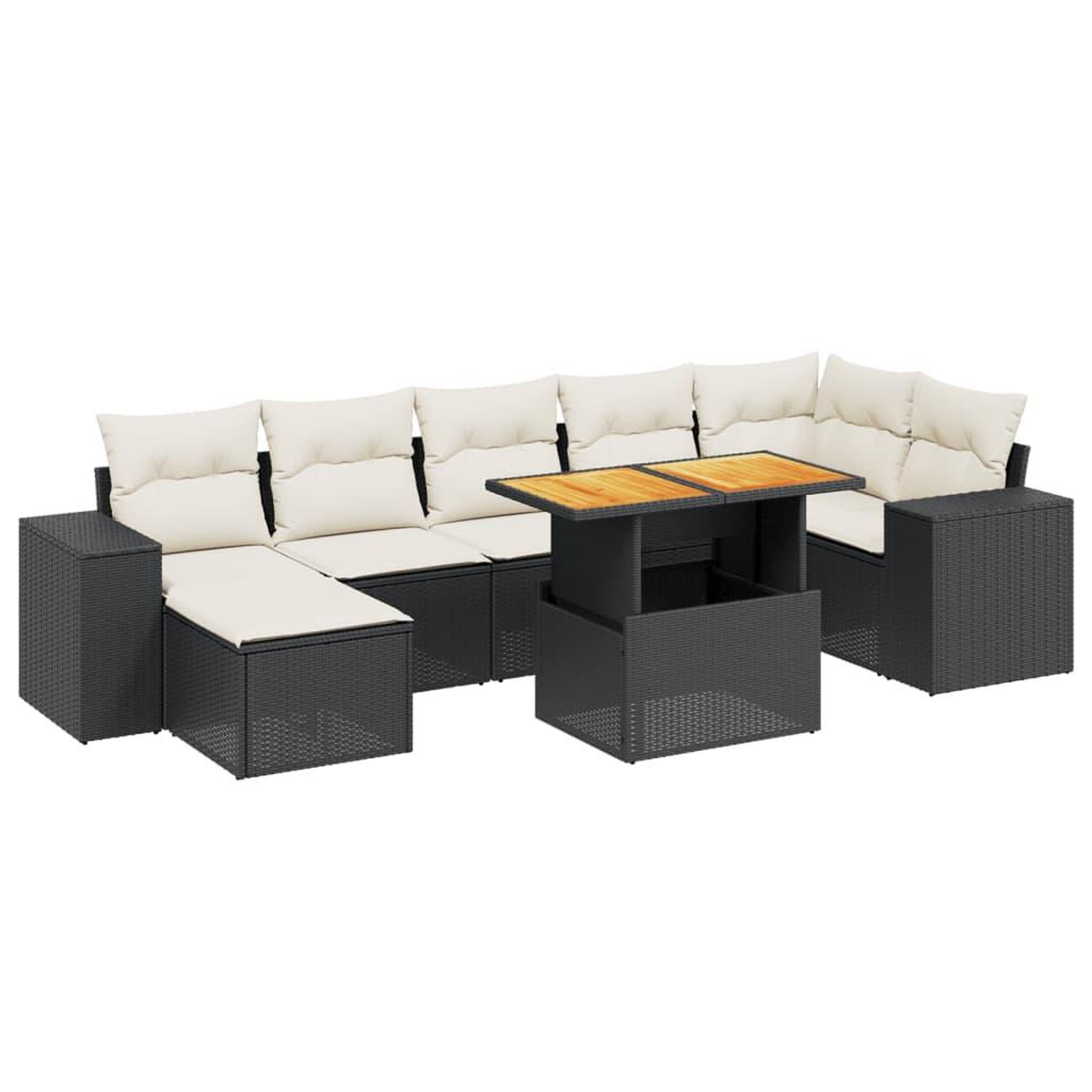 Voir la diapositive 2 : VIDAXL Salon de jardin 8 pcs avec coussins noir resine tressee