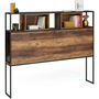 Voir la diapositive 1 : ID MARKET Tête de lit sur pied HAWKINS 145 cm bois foncé design industriel