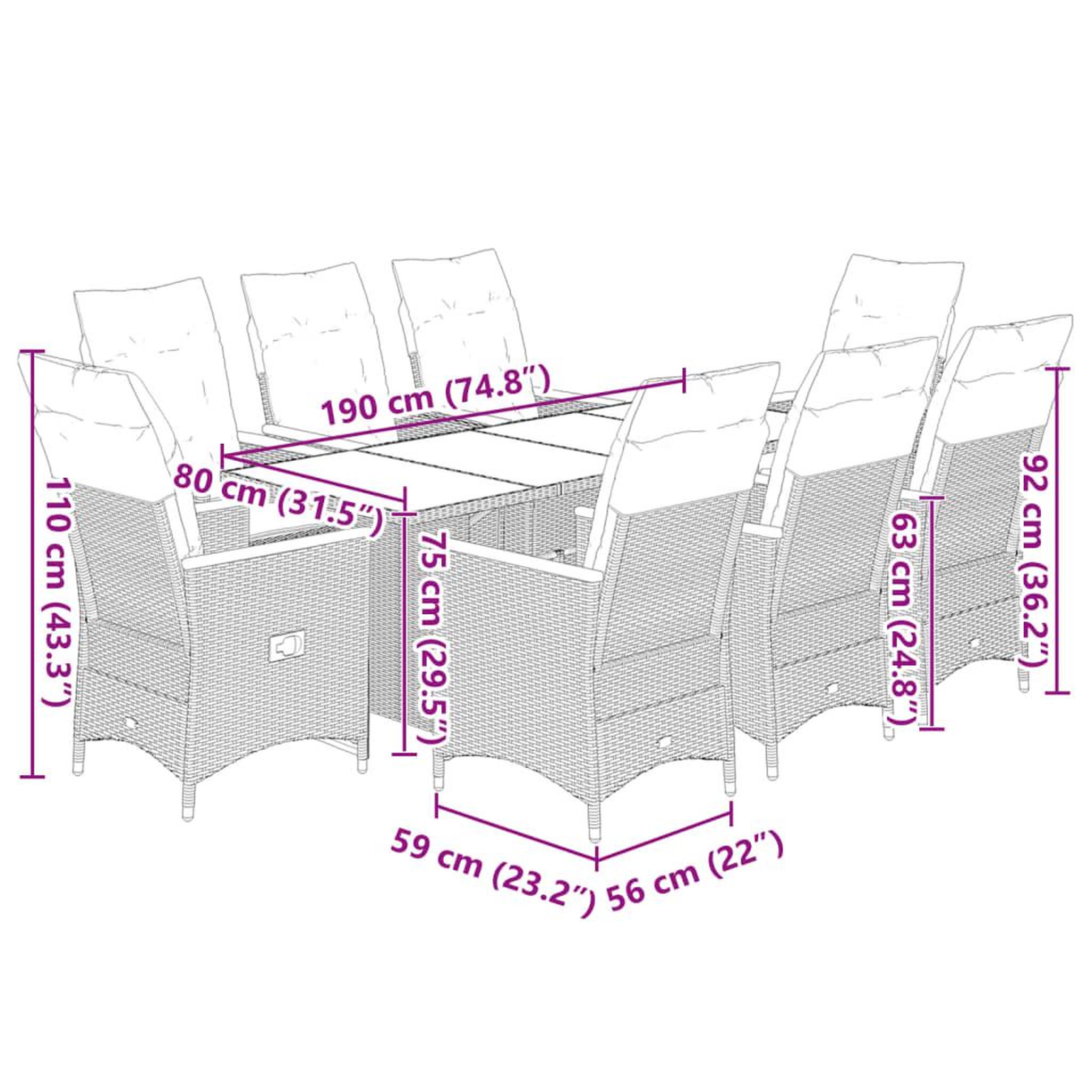 Voir la diapositive 6 : VIDAXL Ensemble de bistro de jardin 9 pcs coussins gris poly rotin