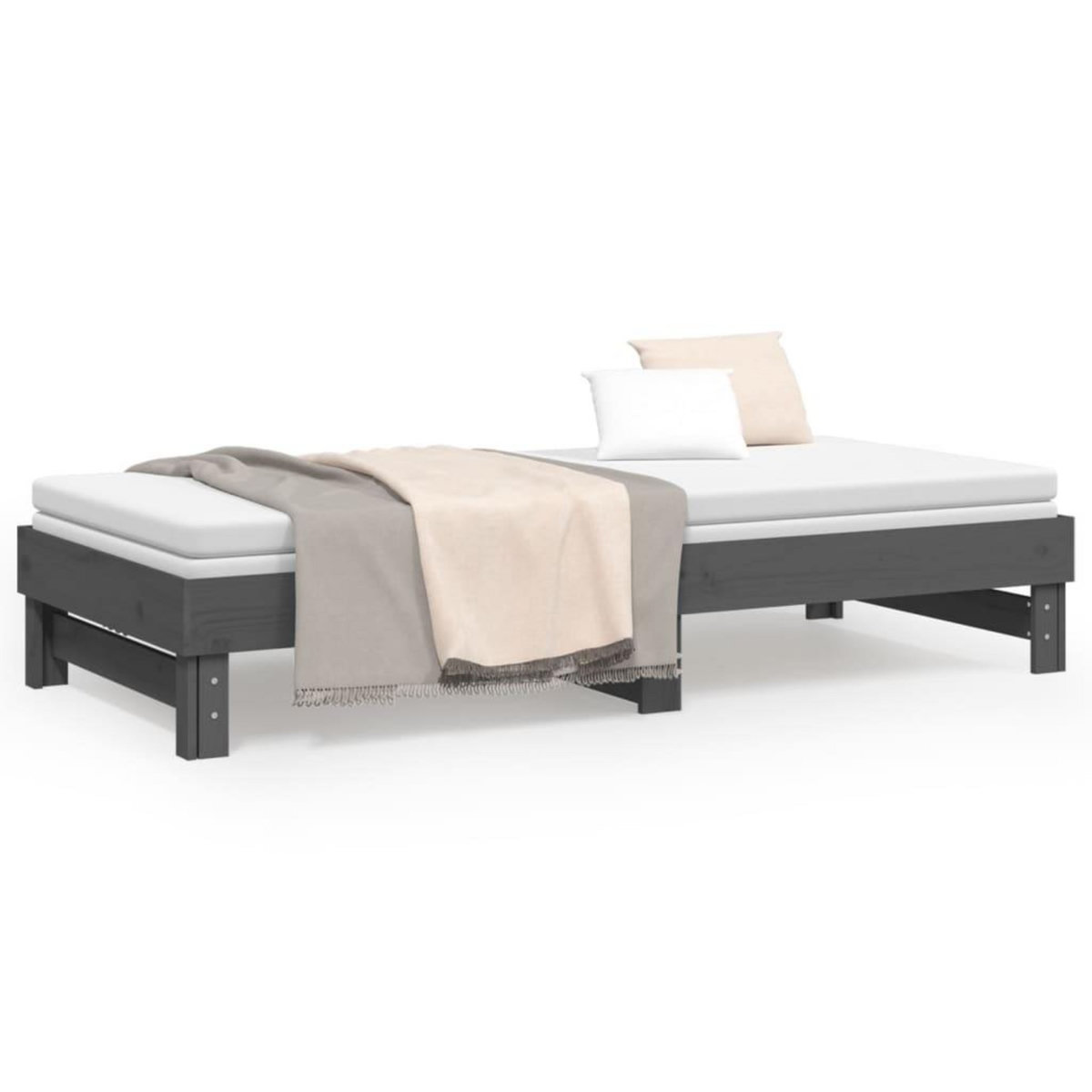 VIDAXL Lit coulissant sans matelas gris 2x(80x200)cm