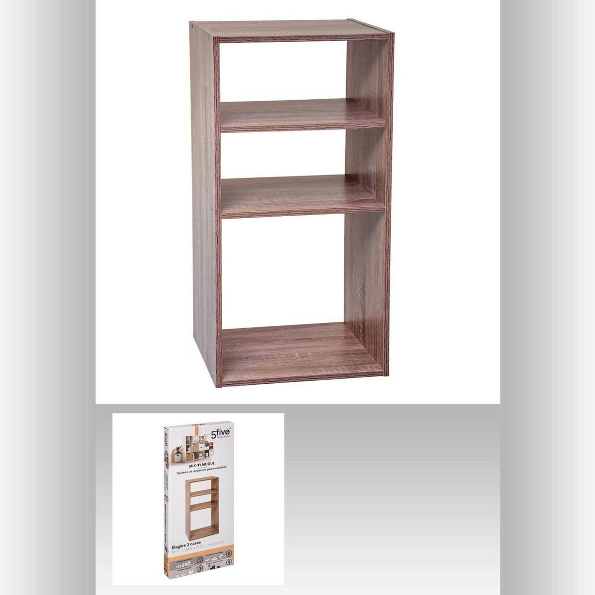 ATMOSPHERA Etagère rectangulaire 2 + 1 cases Mix