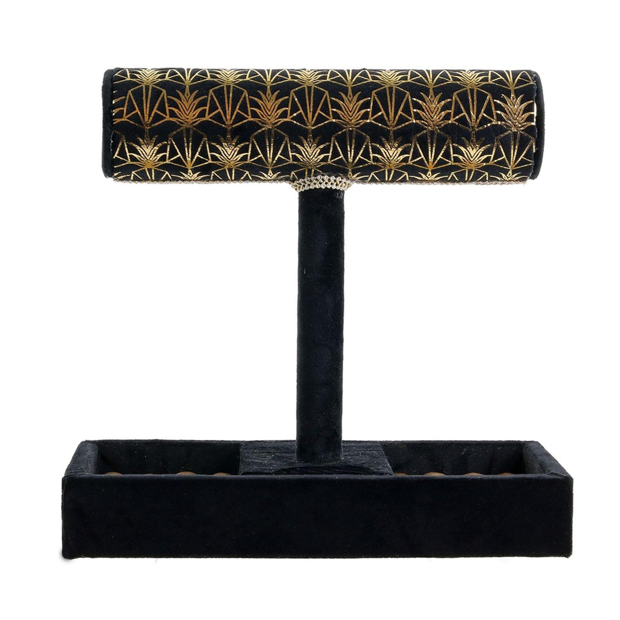 Voir la diapositive 2 : The Home Deco Factory Porte-bijoux velours art décoration - 23 x h. 23,5 cm - noir et doré