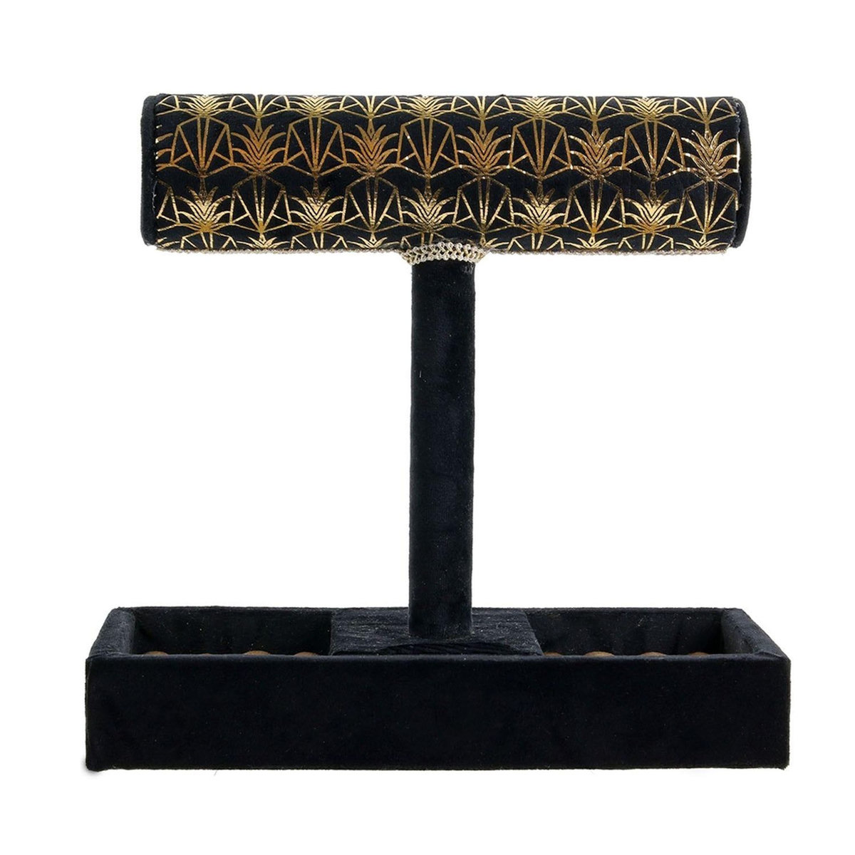 The Home Deco Factory Porte-bijoux velours Art Décoration - 23 x H. 23,5 cm - Noir et doré