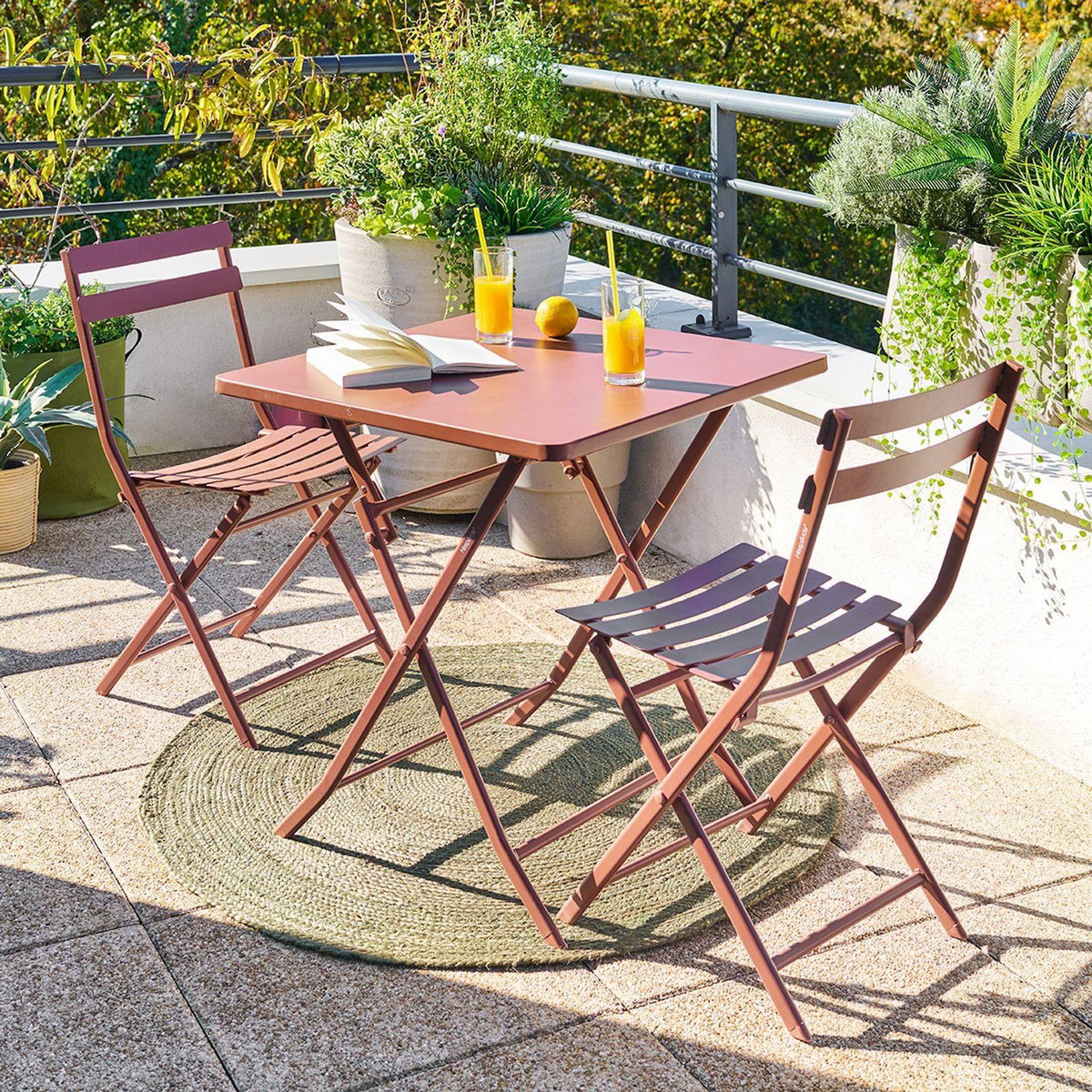 HESPERIDE Table de jardin pliante carrée 2 places GREENSBORO