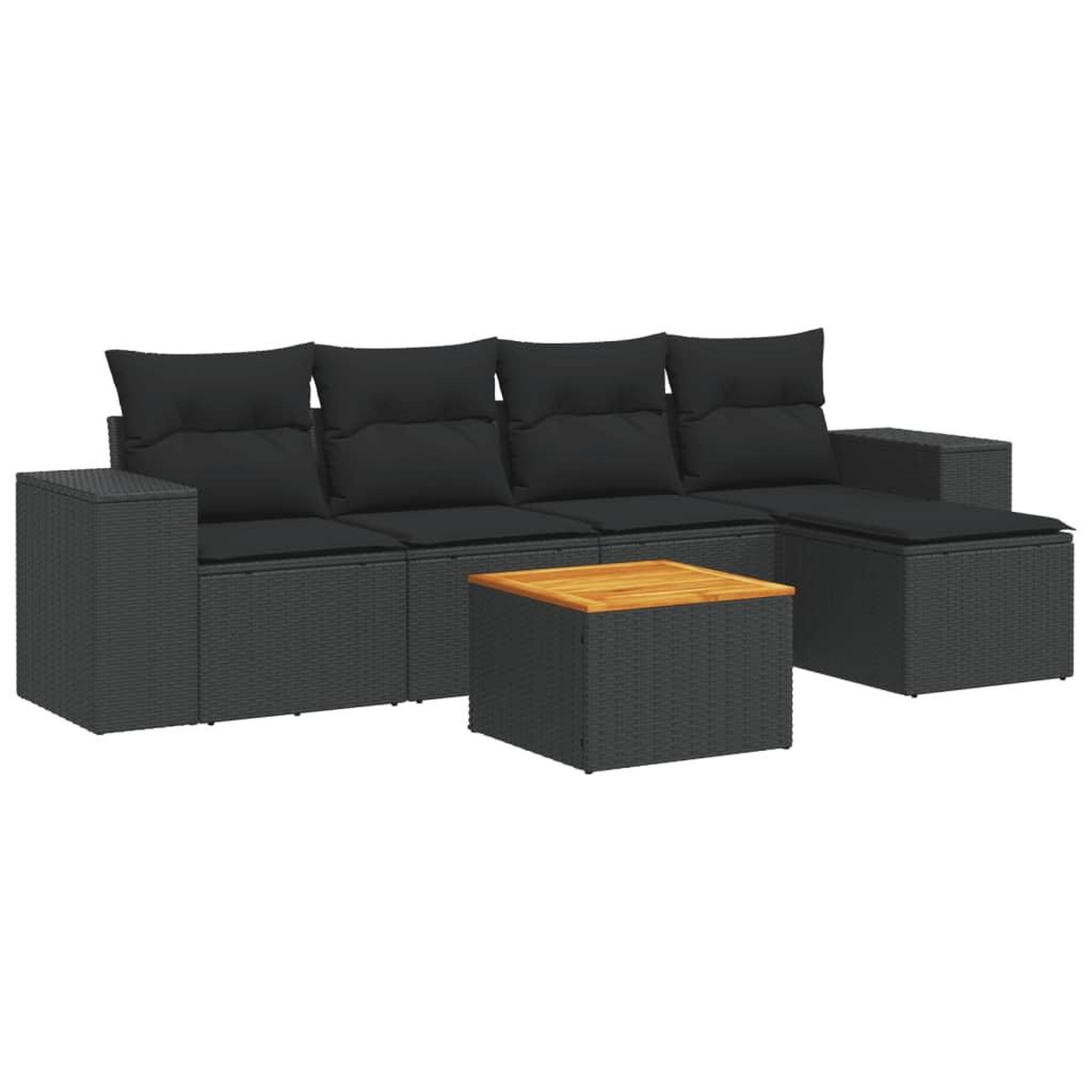 Voir la diapositive 2 : VIDAXL Salon de jardin 6 pcs avec coussins noir resine tressee
