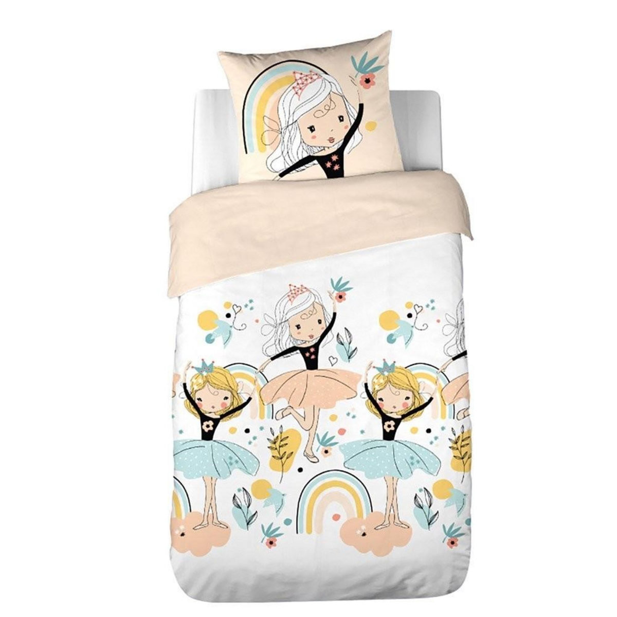 COTE DECO Housse de couette 140x200 Lola + taie polycoton