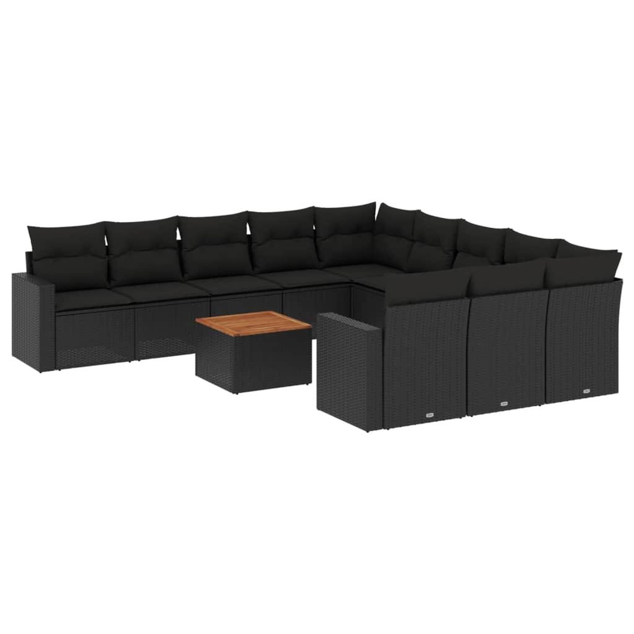 Voir la diapositive 2 : VIDAXL Salon de jardin 12 pcs avec coussins noir resine tressee