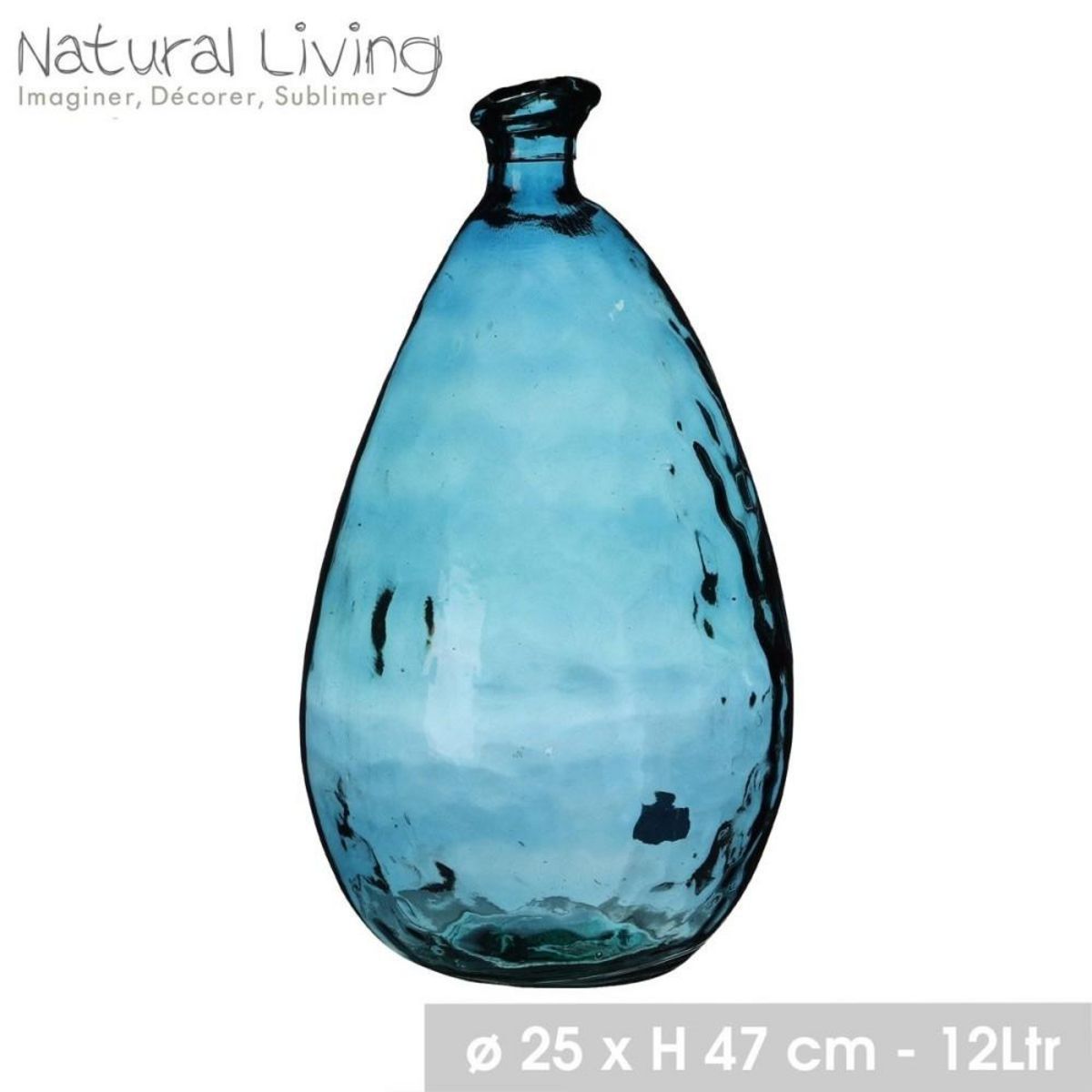 FORNORD Vase Lou verre recyclé bleu 12L D25 H47