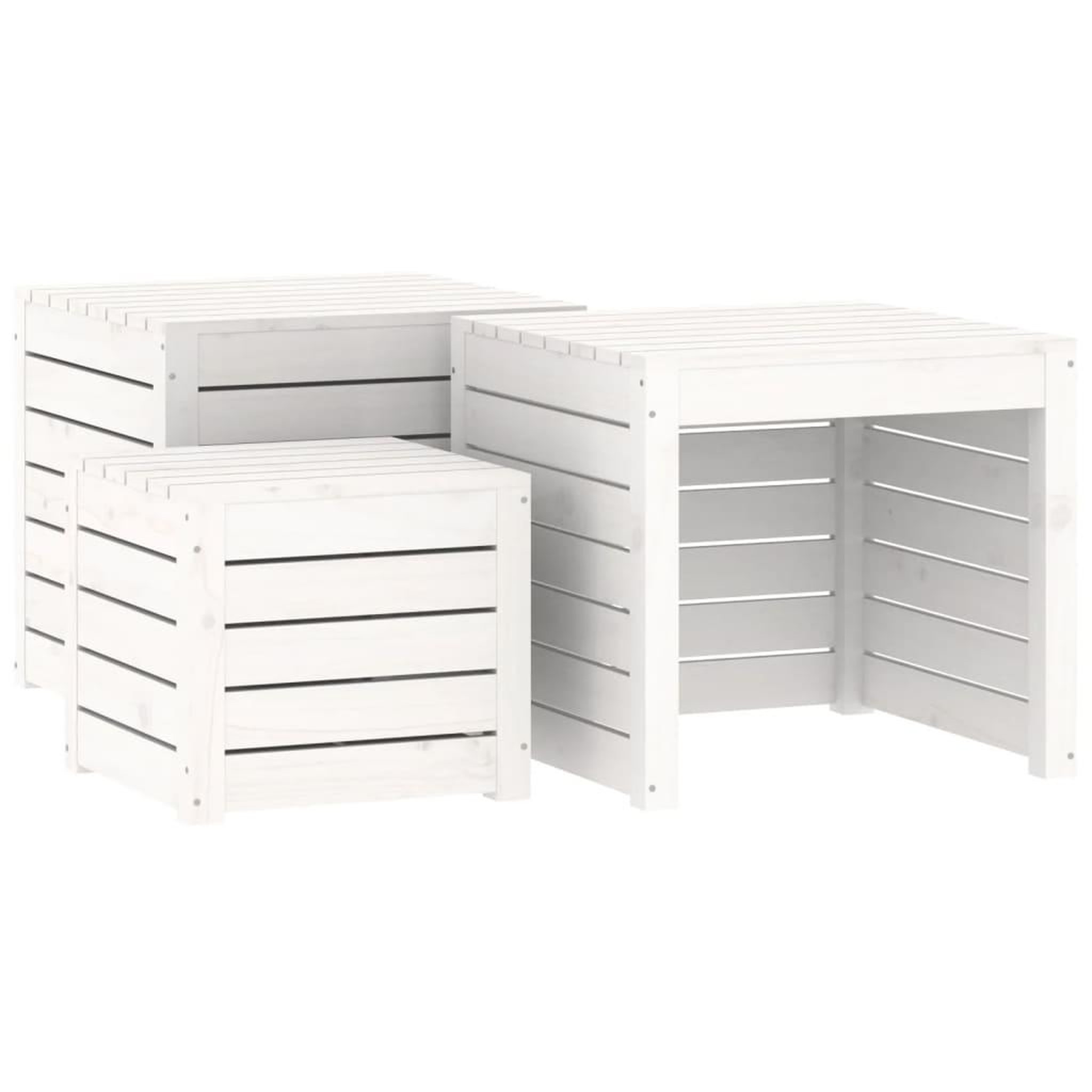 Voir la diapositive 2 : VIDAXL Ensemble de boîtes de jardin 3 pcs blanc bois de pin massif