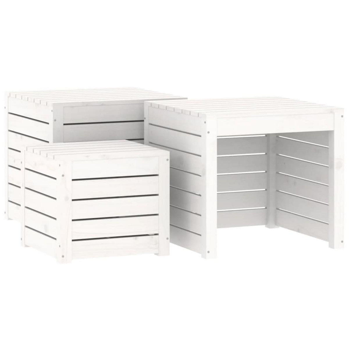 VIDAXL Ensemble de boîtes de jardin 3 pcs blanc bois de pin massif