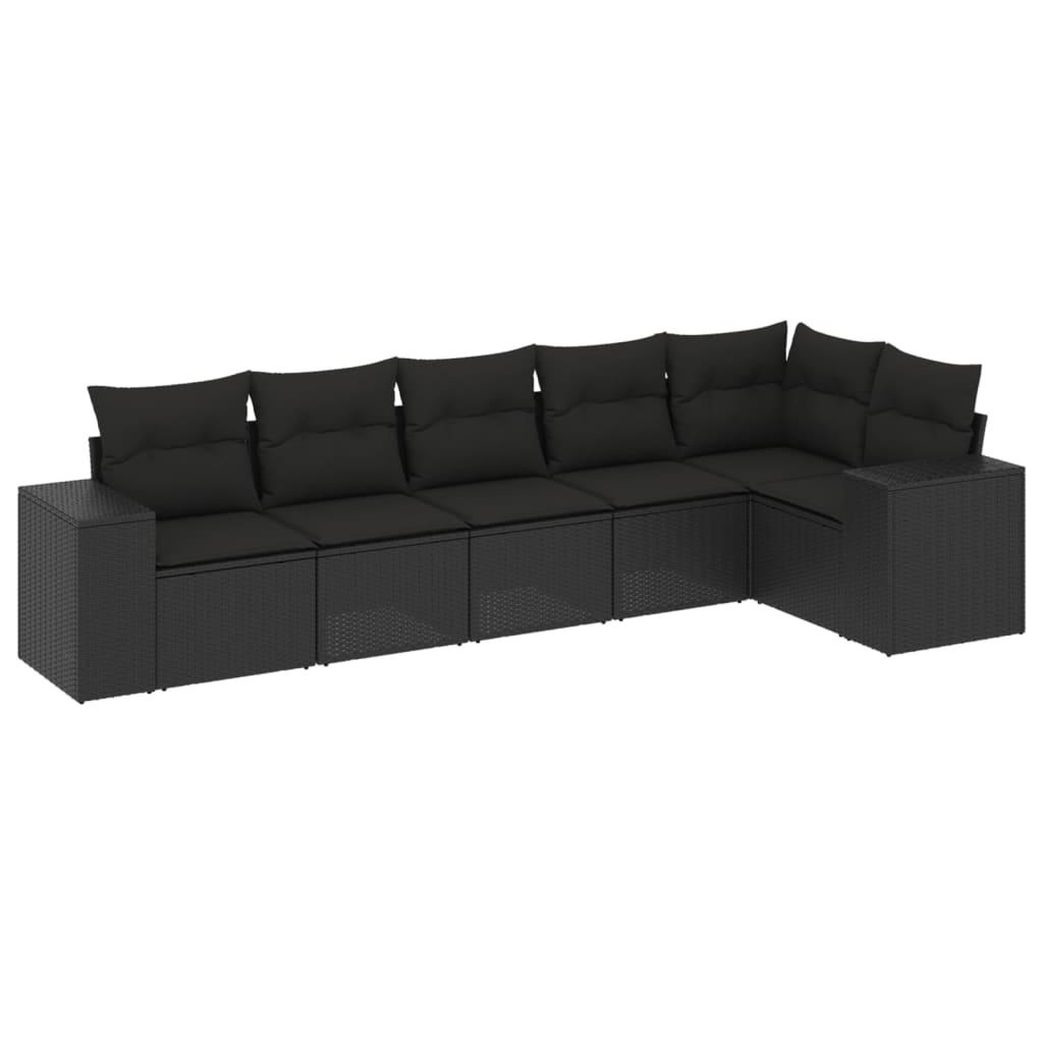 Voir la diapositive 2 : VIDAXL Salon de jardin 6 pcs avec coussins noir resine tressee