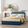 Voir la diapositive 2 : Rendez vous déco Lit double avec coffre 140x190 cm en tissu bleu-Tilly