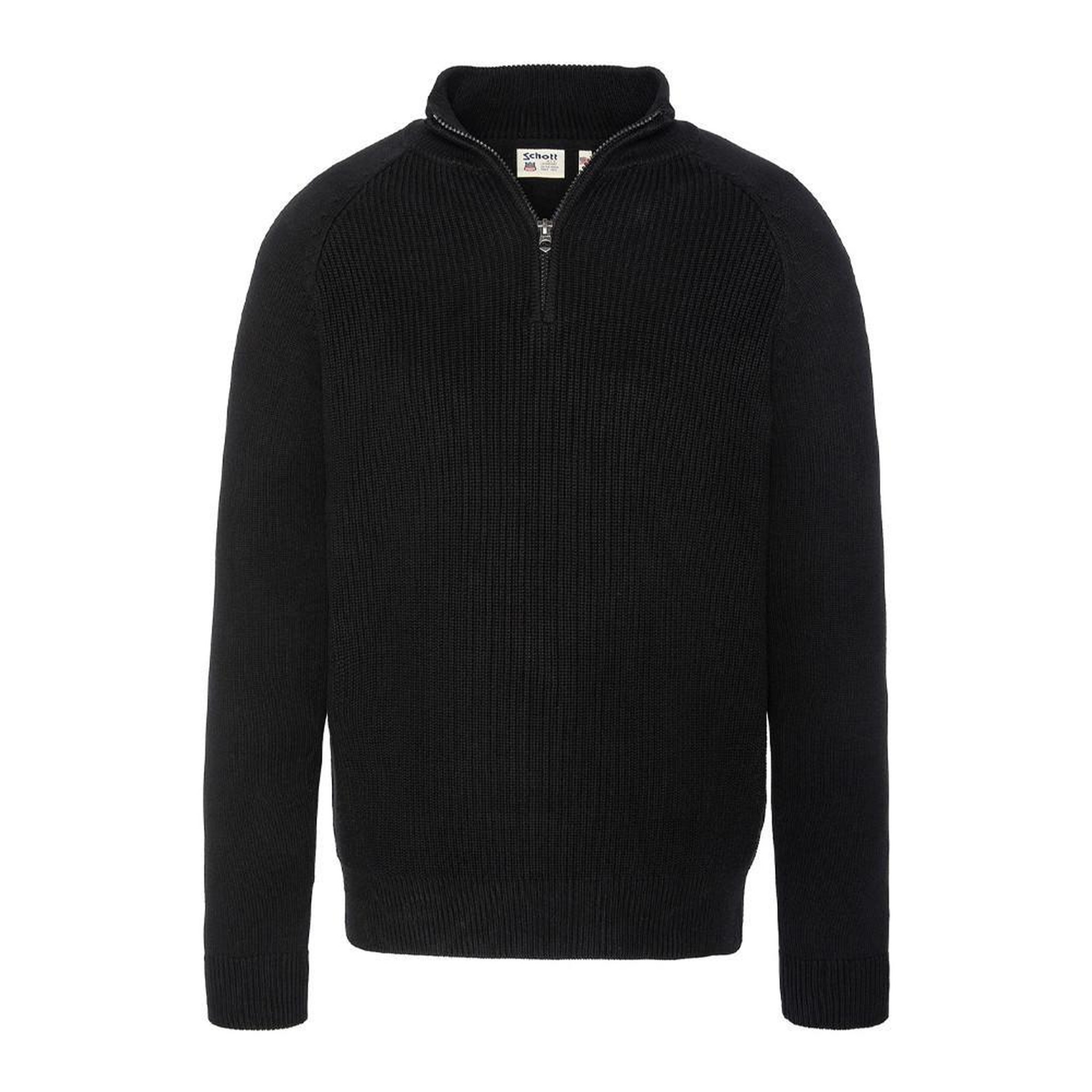 Schott Pull 1/4 zip noir homme schott plali. Coloris disponibles : Noir