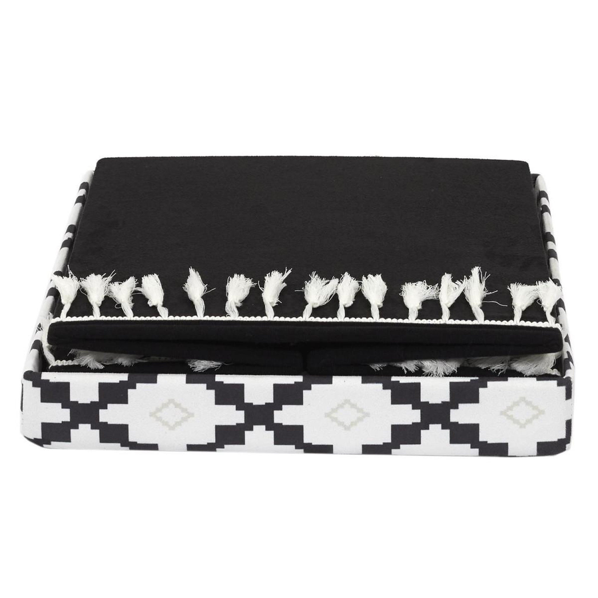 Voir la diapositive 4 : The Home Deco Factory Pouf pliable & coffre  mirage  38cm noir & blanc