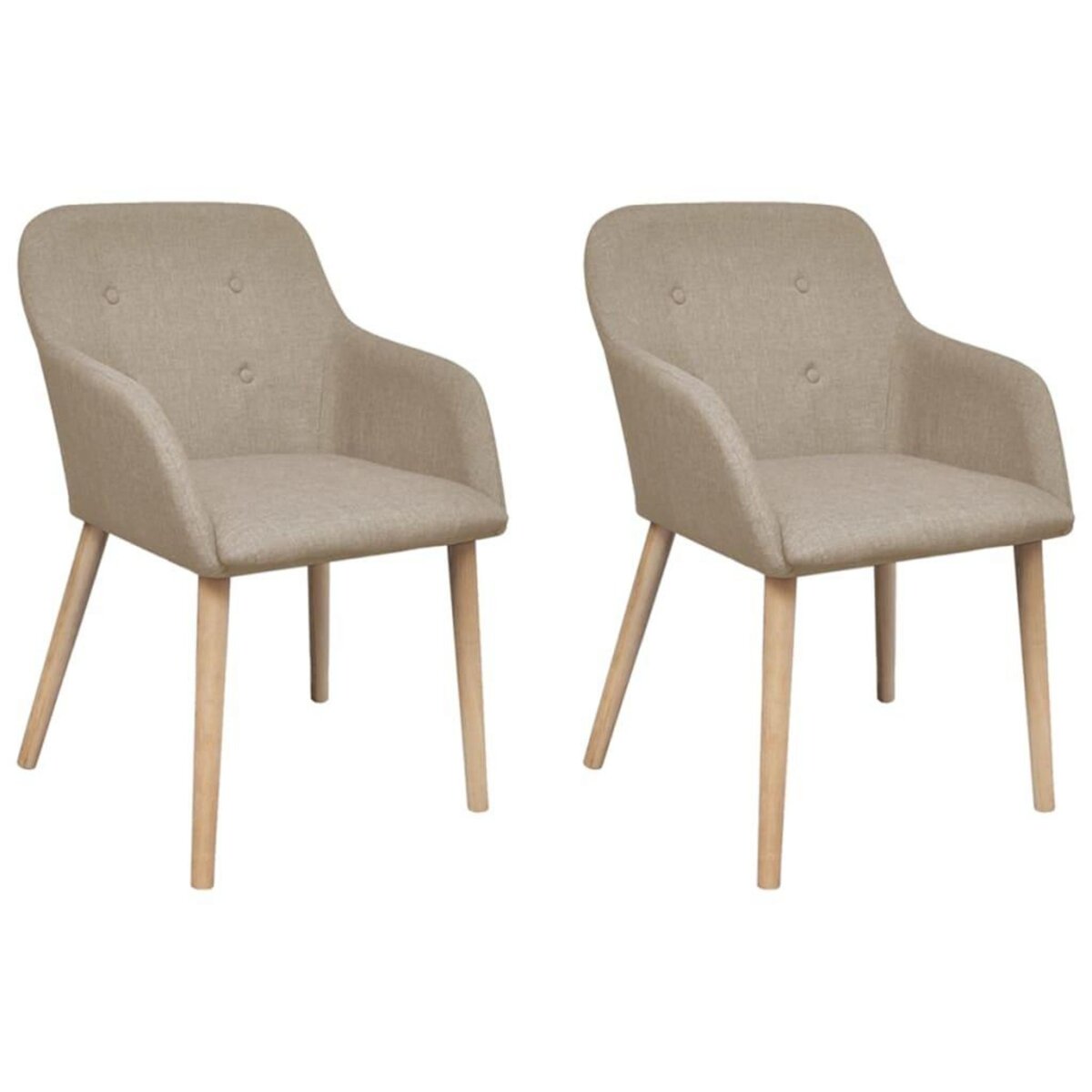 VIDAXL Chaises a manger lot de 2 beige tissu et chene massif