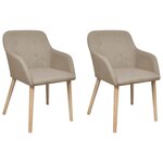 VIDAXL Chaises a manger lot de 2 beige tissu et chene massif