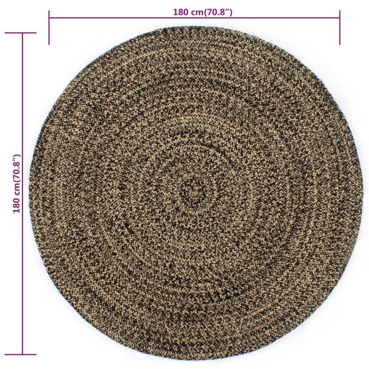 VIDAXL Tapis fait a la main Jute Noir et marron 180 cm