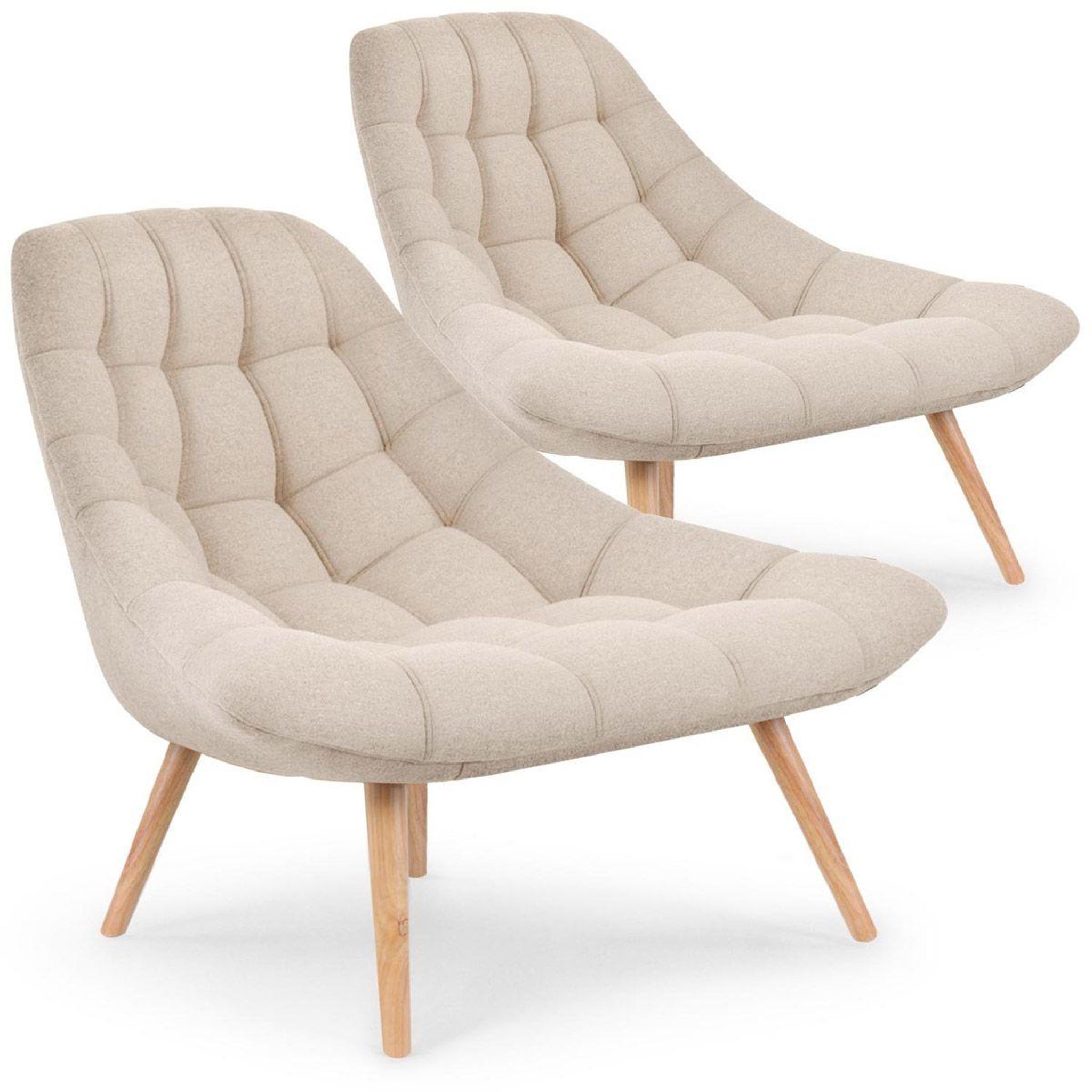 Voir la diapositive 1 : Paris Prix Lot de 2 fauteuils scandinaves  johan  102cm beige