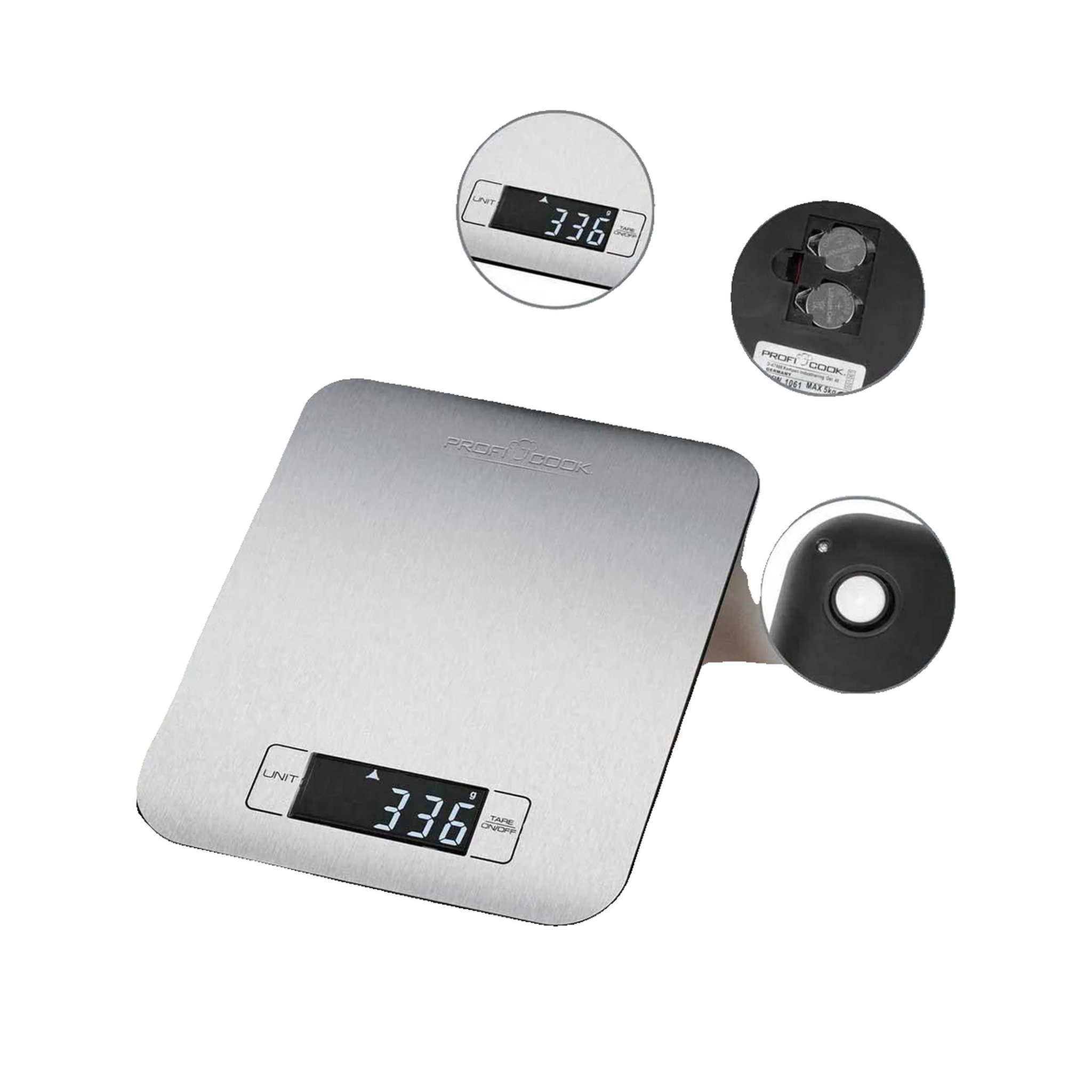 Voir la diapositive 3 : Profi Cook Balance de cuisine Profi Cook pc-kw 1061 acier inoxydable 5 kg