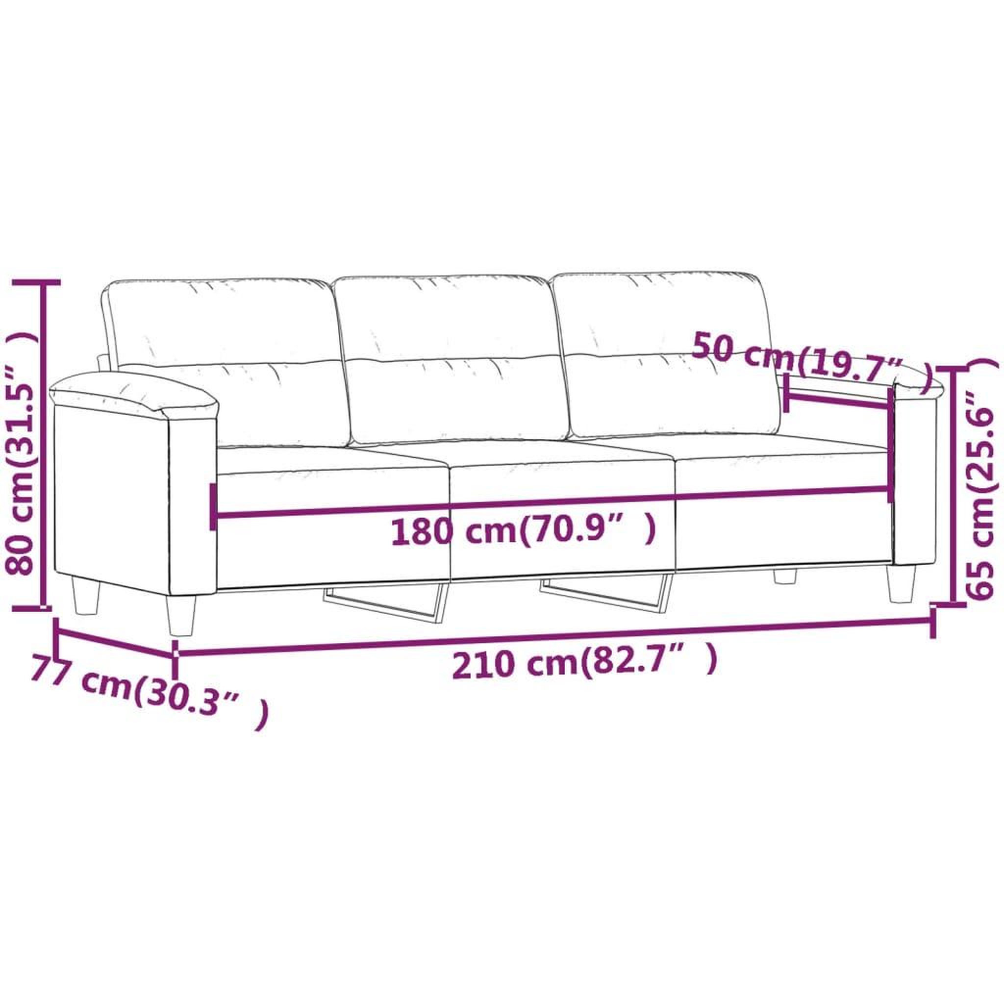 Voir la diapositive 6 : VIDAXL Canape a 3 places Beige 180 cm Tissu microfibre