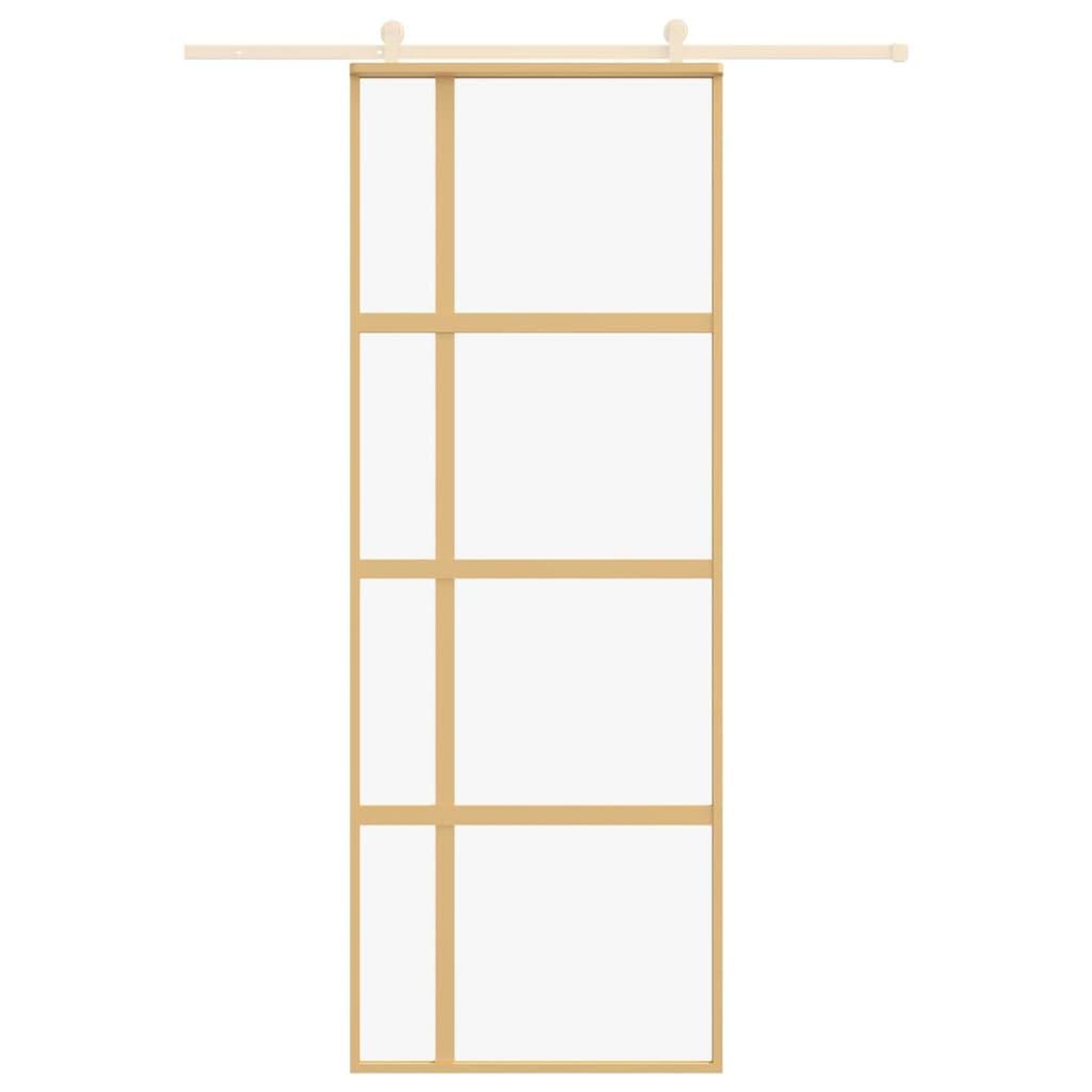 Voir la diapositive 3 : VIDAXL Porte coulissante dore 76x205 cm verre ESG clair et aluminium