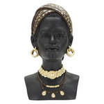Paris Prix Statuette Tête Femme Bandeau  Massai  30cm Noir