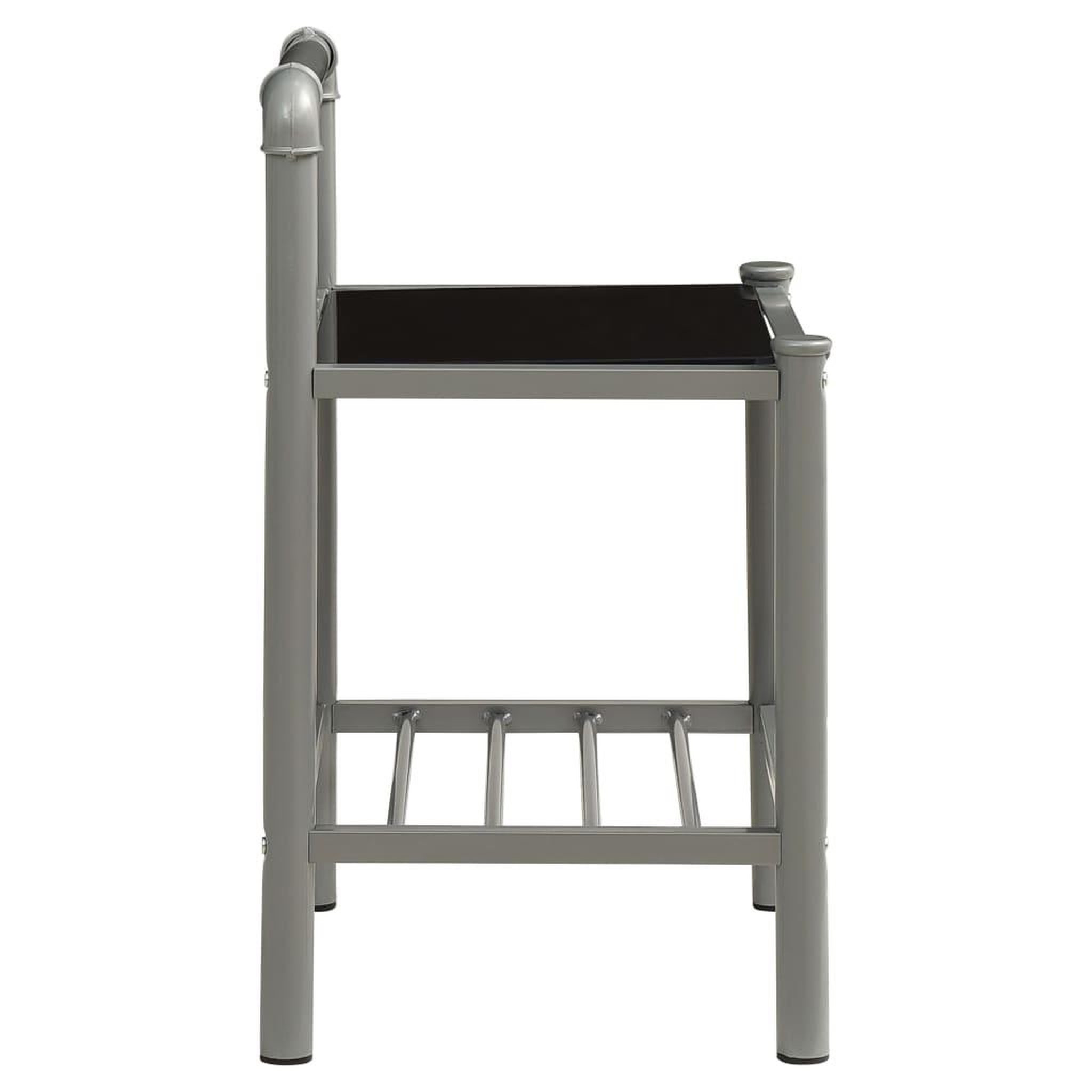 Voir la diapositive 4 : VIDAXL Table de chevet Gris et noir 45x34,5x62,5 cm Metal et verre
