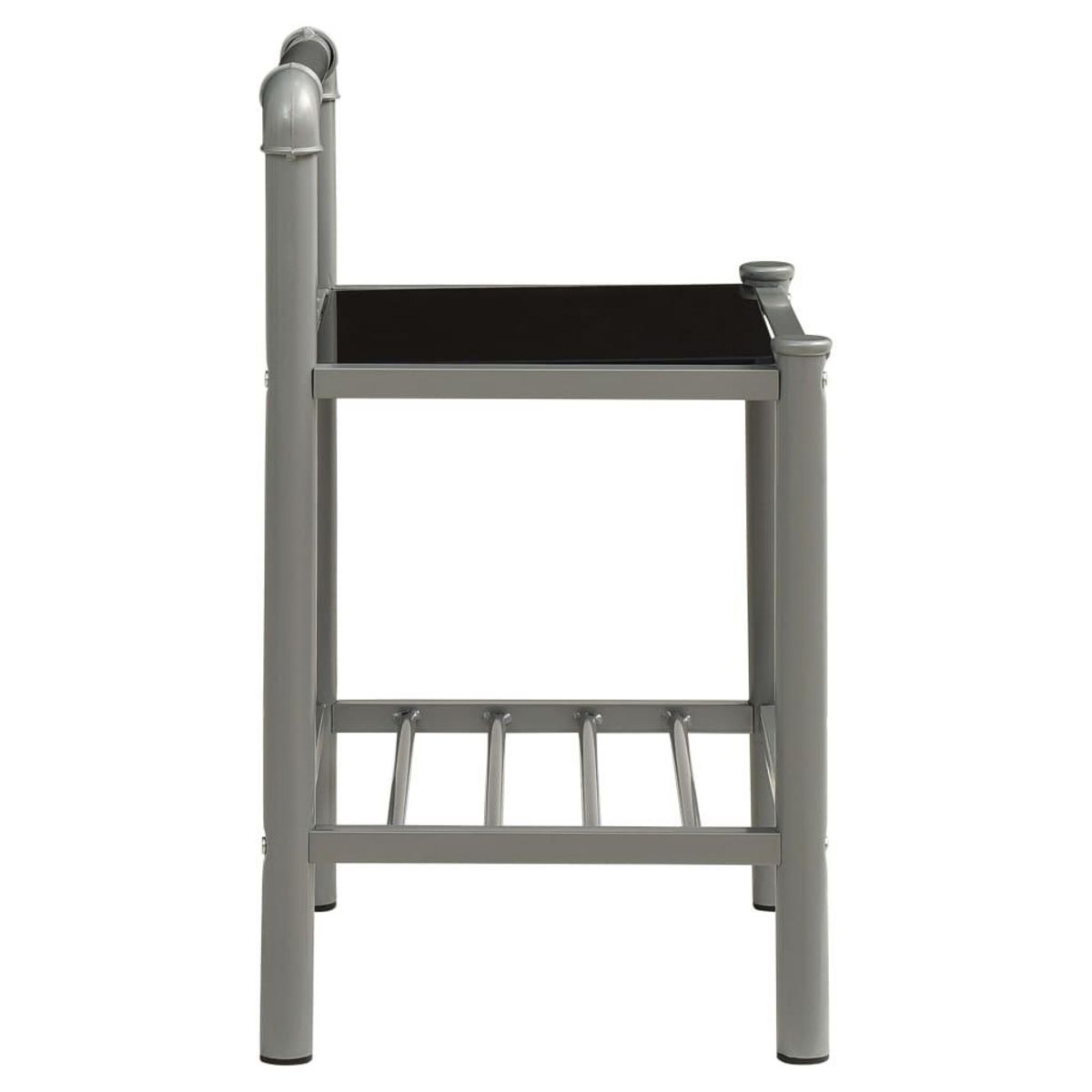 VIDAXL Table de chevet Gris et noir 45x34,5x62,5 cm Metal et verre