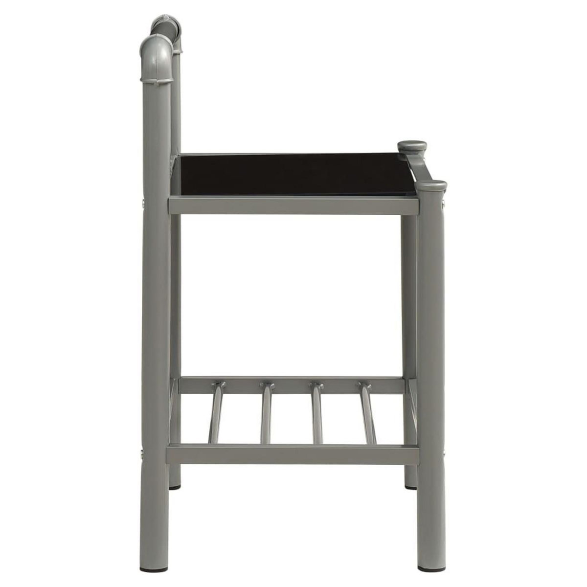 VIDAXL Table de chevet Gris et noir 45x34,5x62,5 cm Metal et verre