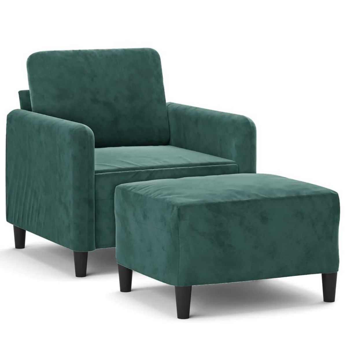 VIDAXL Fauteuil avec repose-pied Vert fonce 60 cm Velours