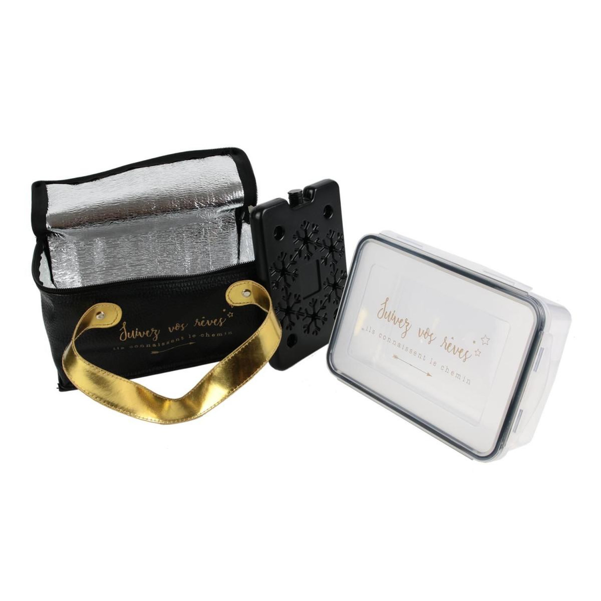 COOK CONCEPT Lunch Bag 3 Pièces  Take Away  23cm Noir & Or
