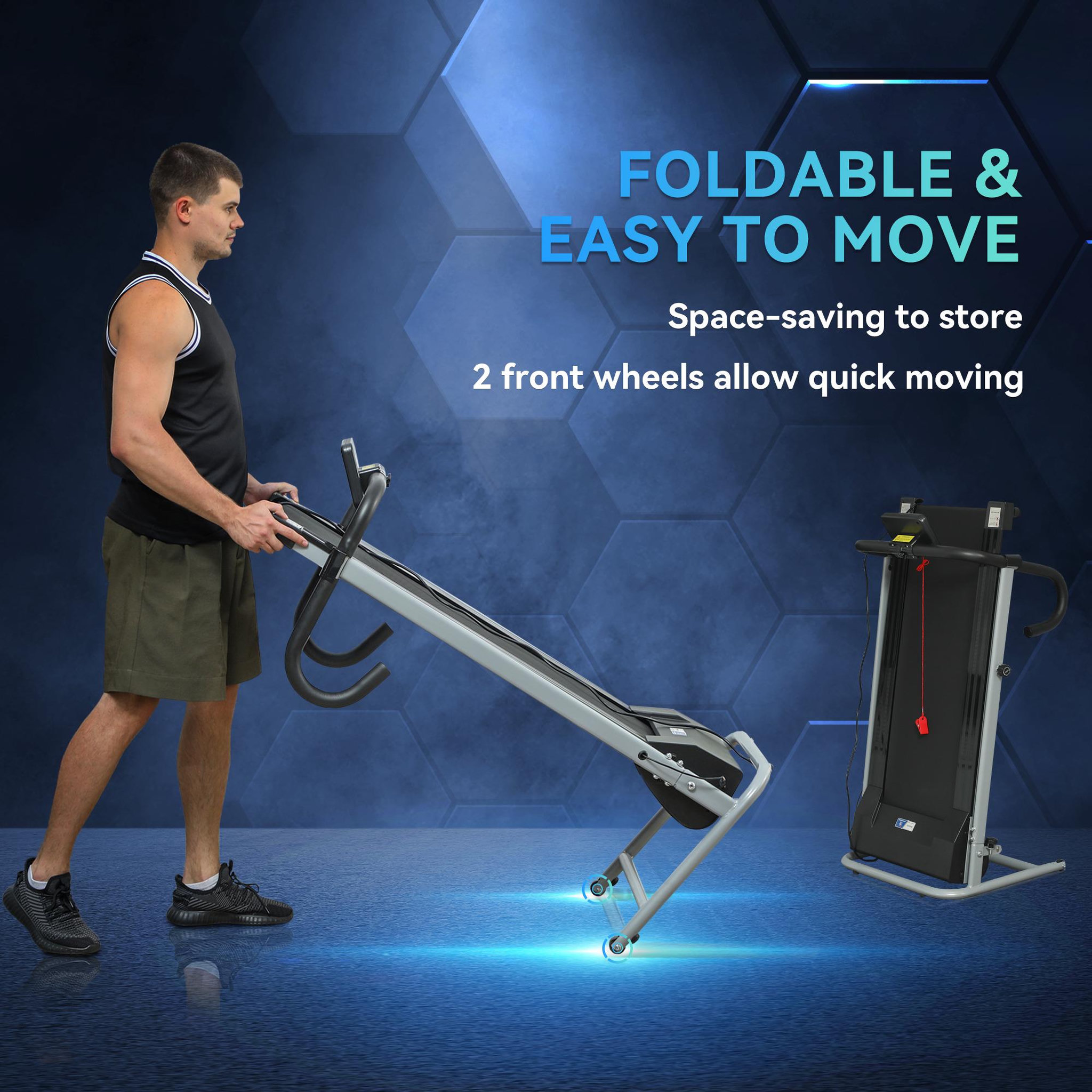 Voir la diapositive 4 : HOMCOM Tapis de course fitness électrique pliable aosom.fr x ffhandball - 500w - 1-10km/h - écran lcd multifonctions