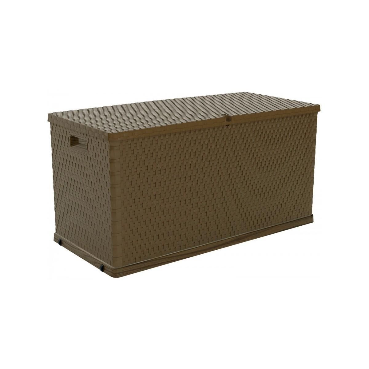 PLASTAMECCANICA Coffre de jardin en résine 420 Litres Marron Effet ROTIN 120 x 57 x 63 cm TOOMAX