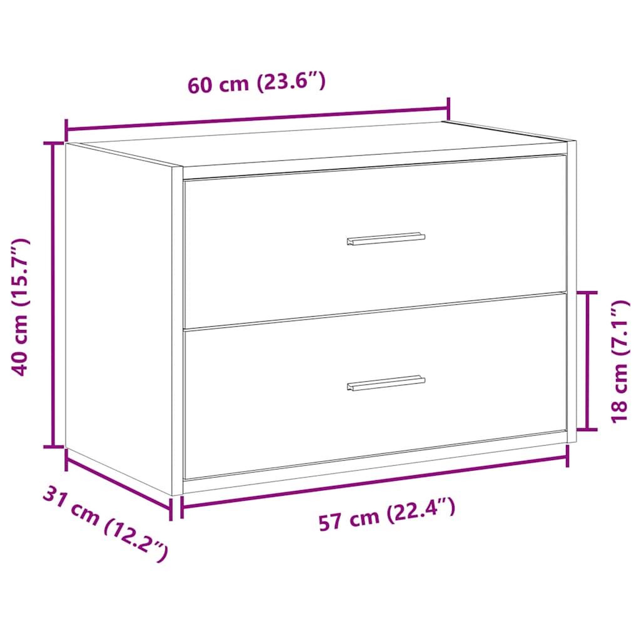 Voir la diapositive 6 : VIDAXL Armoire avec 2 tiroirs chene fume 60x31x40 cm bois d'ingenierie