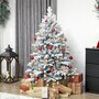 Voir la diapositive 2 : HOMCOM Sapin de Noël artificiel enneigé H.150cm 768 branches grand réalisme support métal pliable vert blanc
