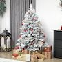 Voir la diapositive 2 : HOMCOM Sapin de Noël artificiel enneigé H.150cm 768 branches grand réalisme support métal pliable vert blanc